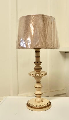 Folk Art Style Carved and Painted Table Lamp