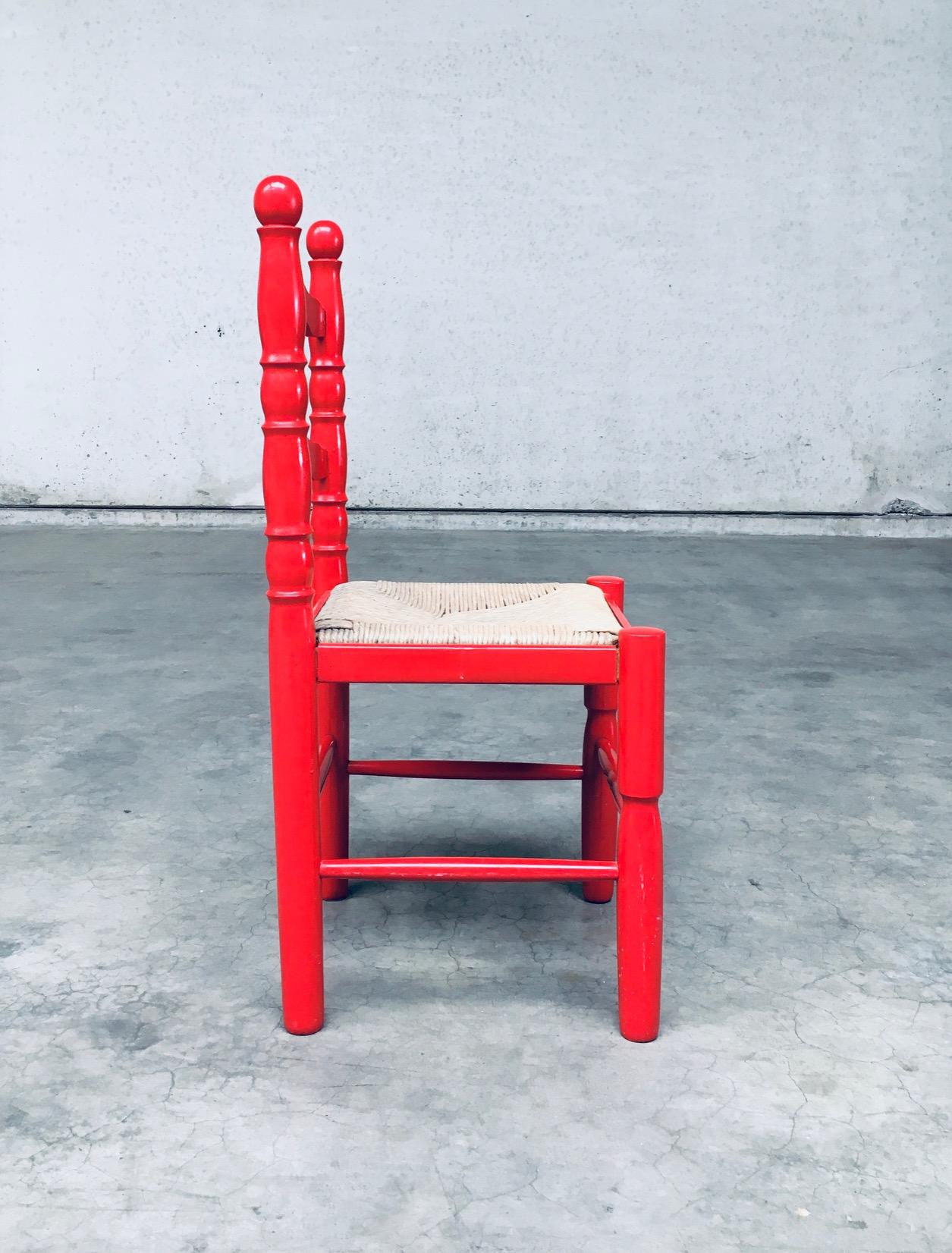 Folk Art Style Design Dining Chair Set by Vanderree / Berkel, Netherlands 1970's 5
