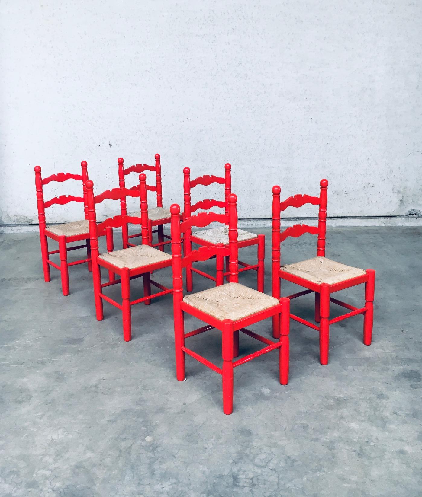 Dutch Folk Art Style Design Dining Chair Set by Vanderree / Berkel, Netherlands 1970's
