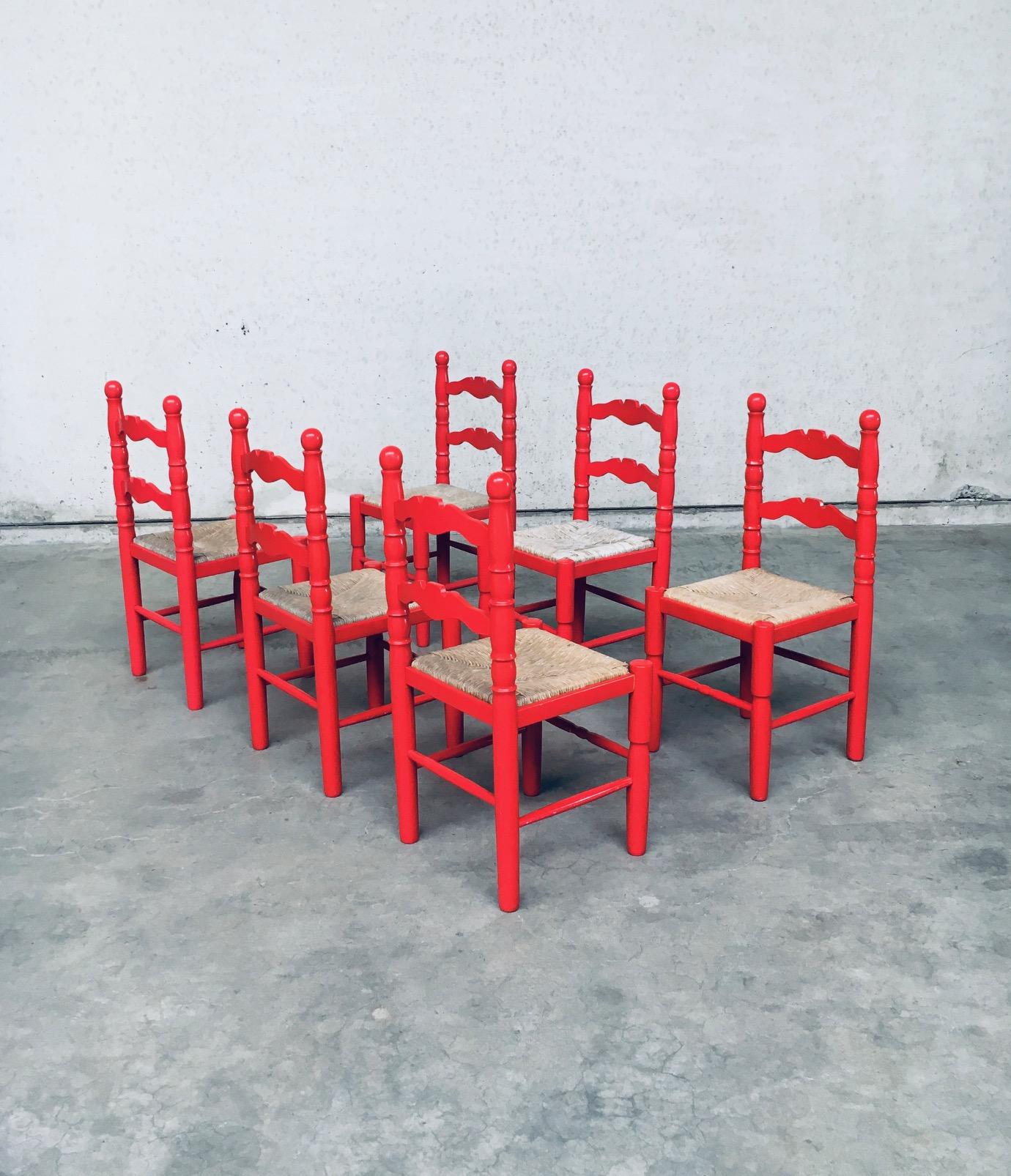 Folk Art Style Design Dining Chair Set by Vanderree / Berkel, Netherlands 1970's In Good Condition In Oud-Turnhout, VAN