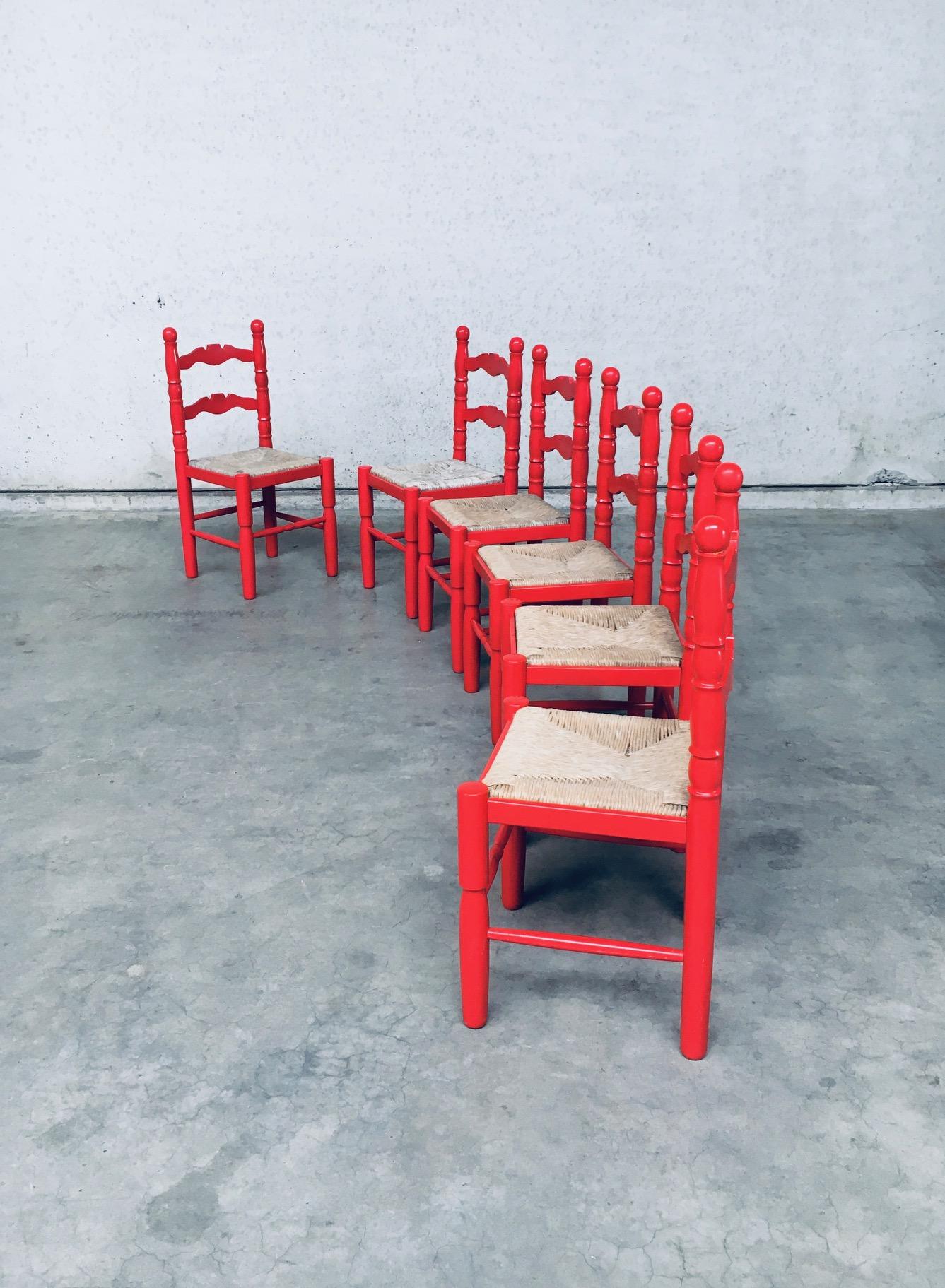 Late 20th Century Folk Art Style Design Dining Chair Set by Vanderree / Berkel, Netherlands 1970's