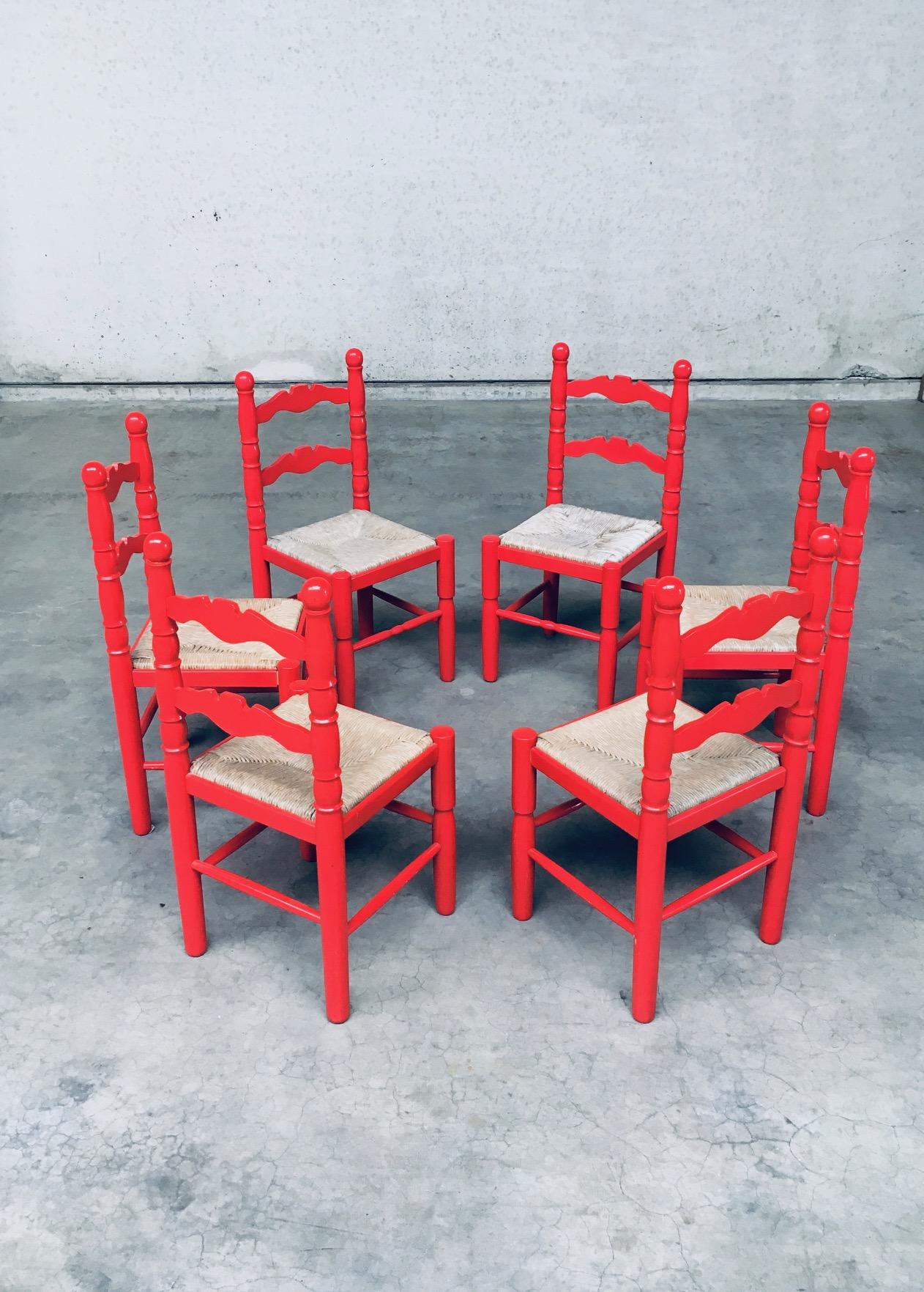 Folk Art Style Design Dining Chair Set by Vanderree / Berkel, Netherlands 1970's 1