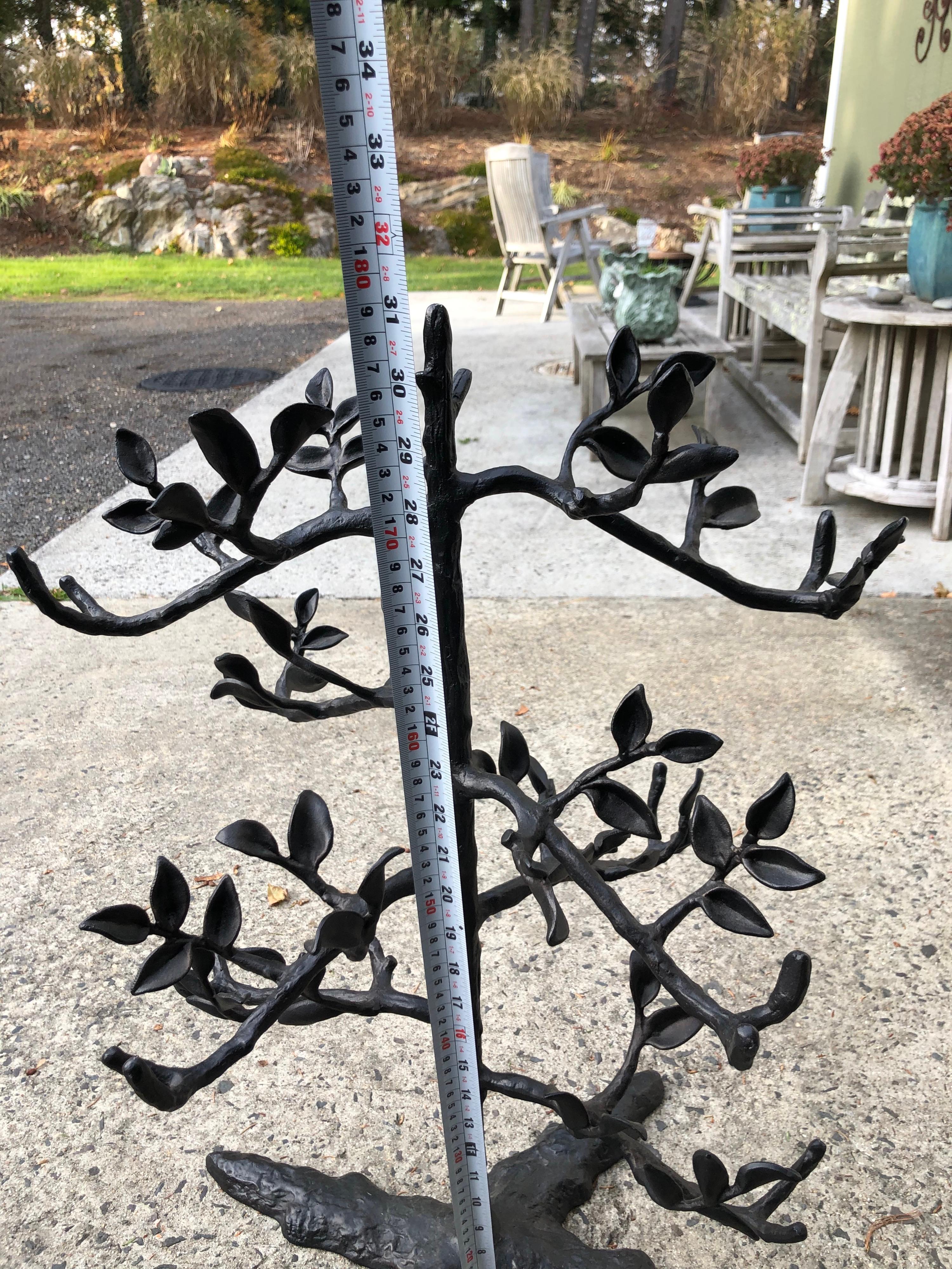 Late 20th Century Large table top black metal 6 bottle wine holder in the shape of a tree. For Sale