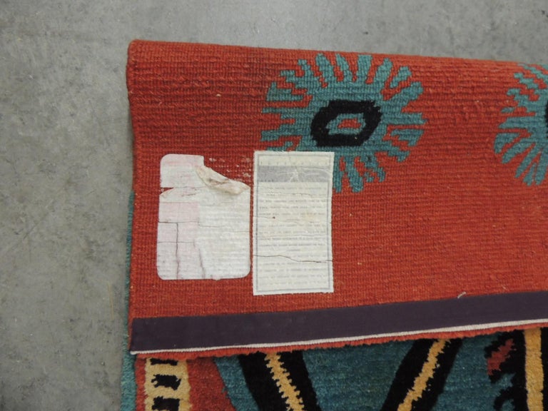 Folk Art Style Monkey Area Rug Without Fringes For Sale at 1stDibs