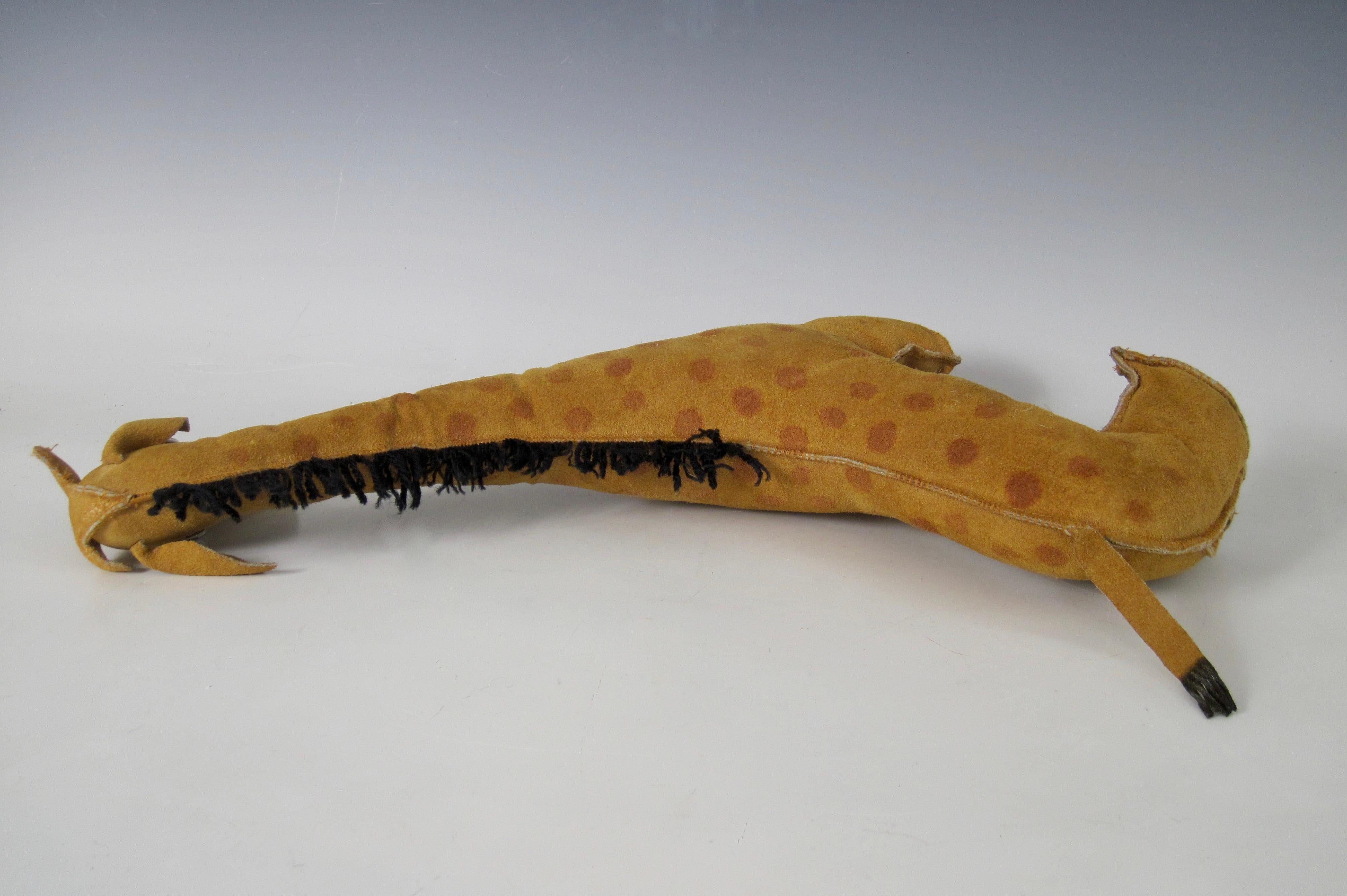 Folk Art Suede Leather Giraffe Stuffed Animal For Sale 5