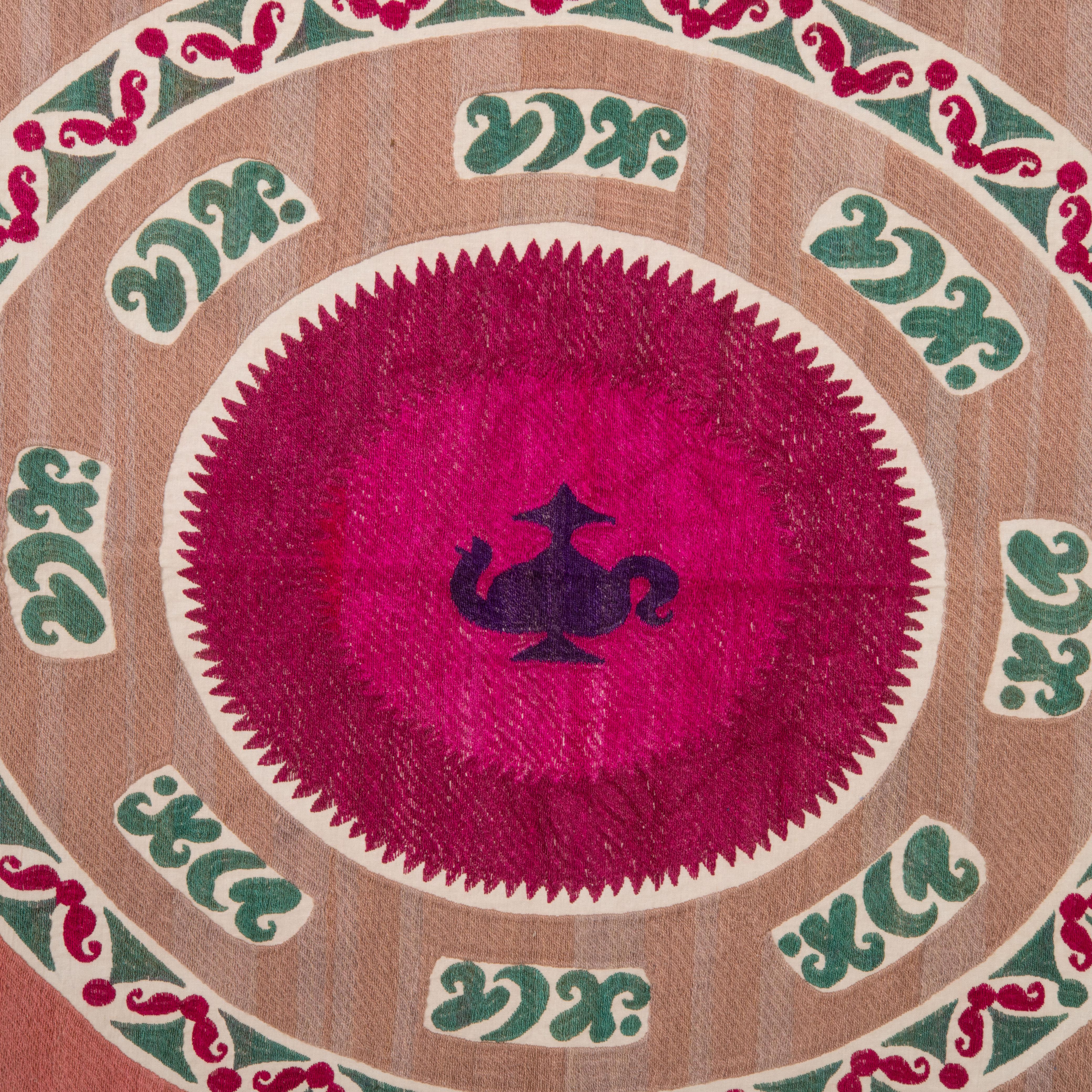 Embroidered Folk Art Suzani Embroidery from 1970s, Uzbekistan For Sale