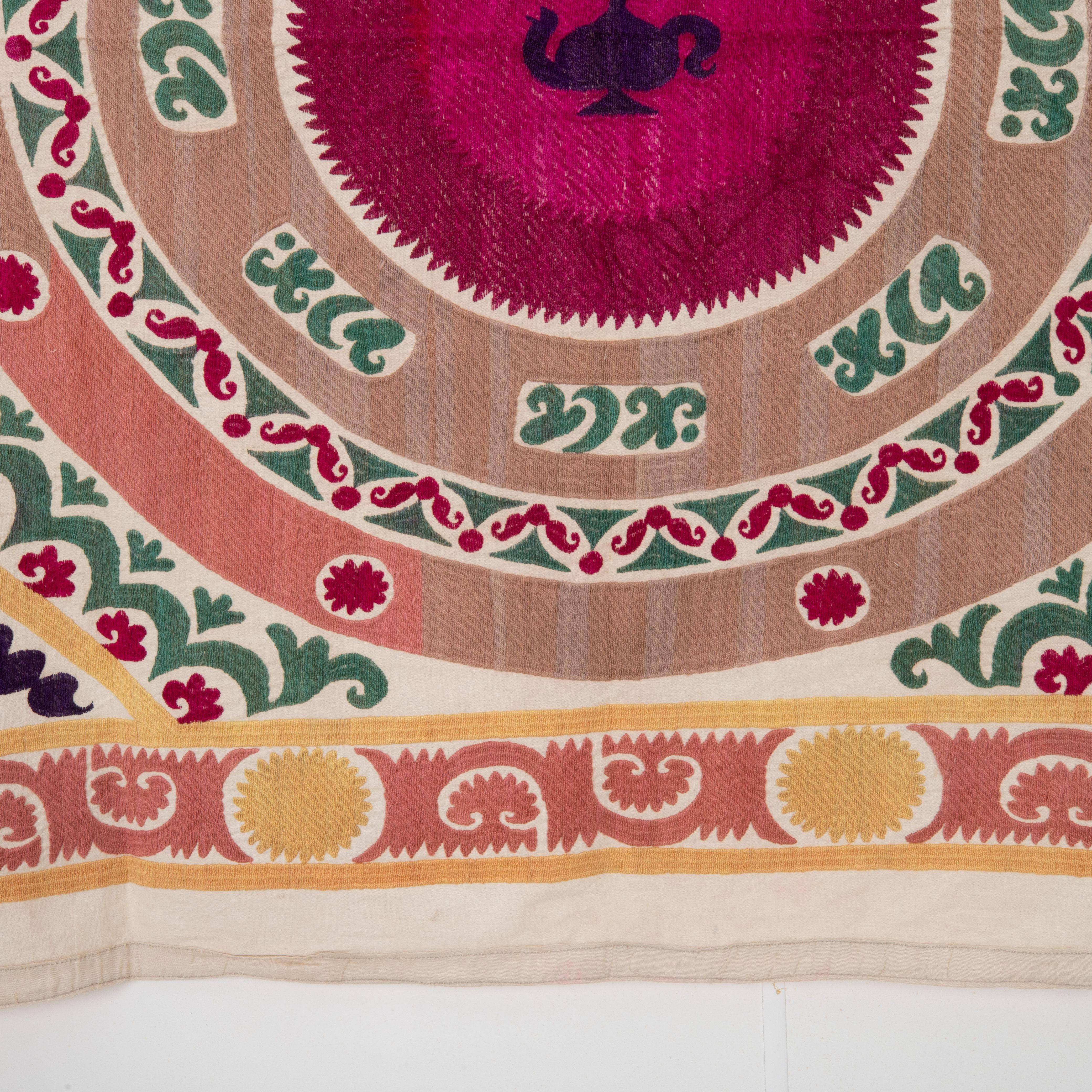 Cotton Folk Art Suzani Embroidery from 1970s, Uzbekistan For Sale