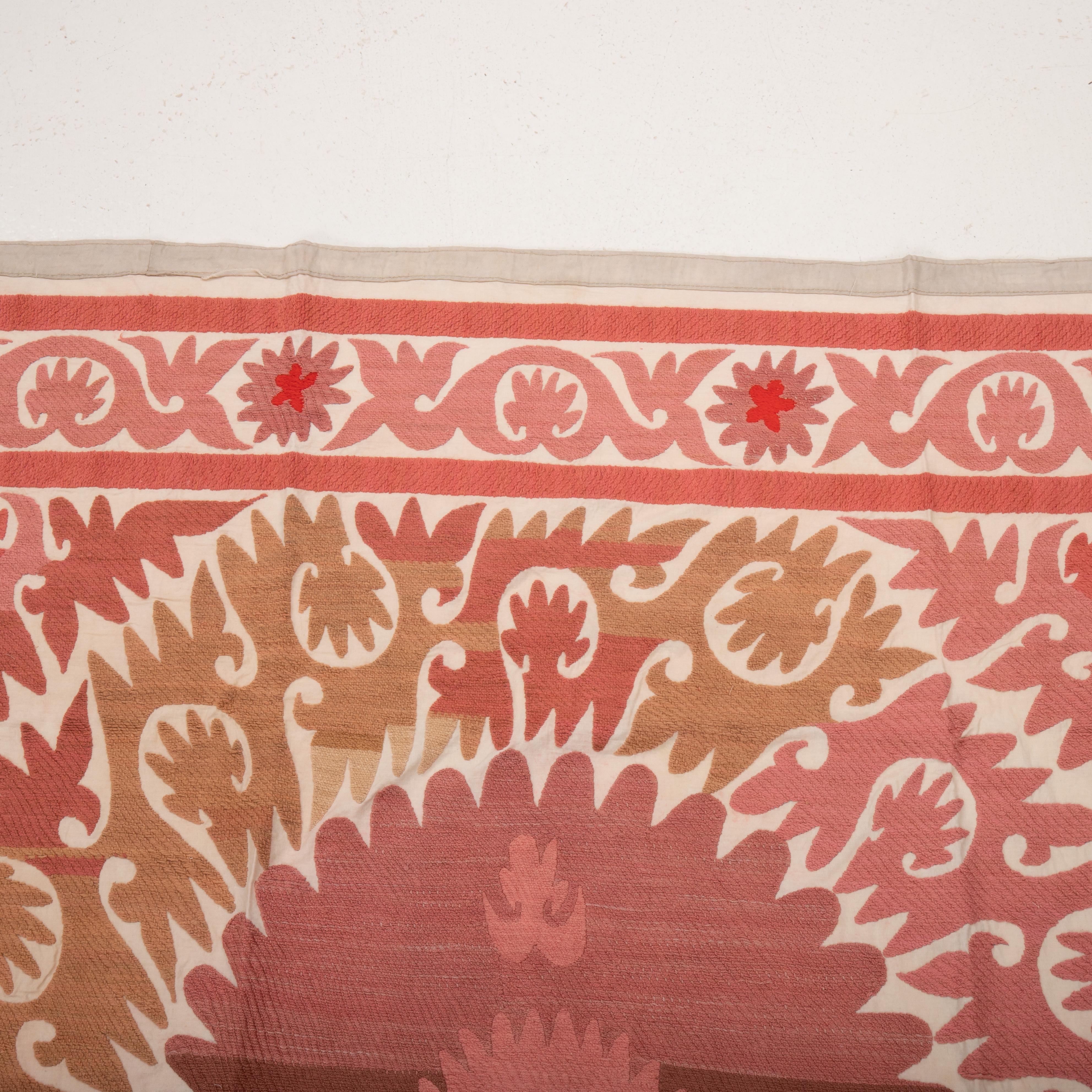 Cotton Folk Art Suzani Embroidery from 1970s, Uzbekistan For Sale
