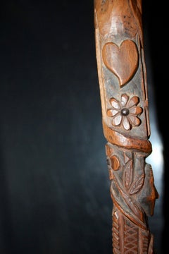 Folk art Swiss or French carved shepherd's cane