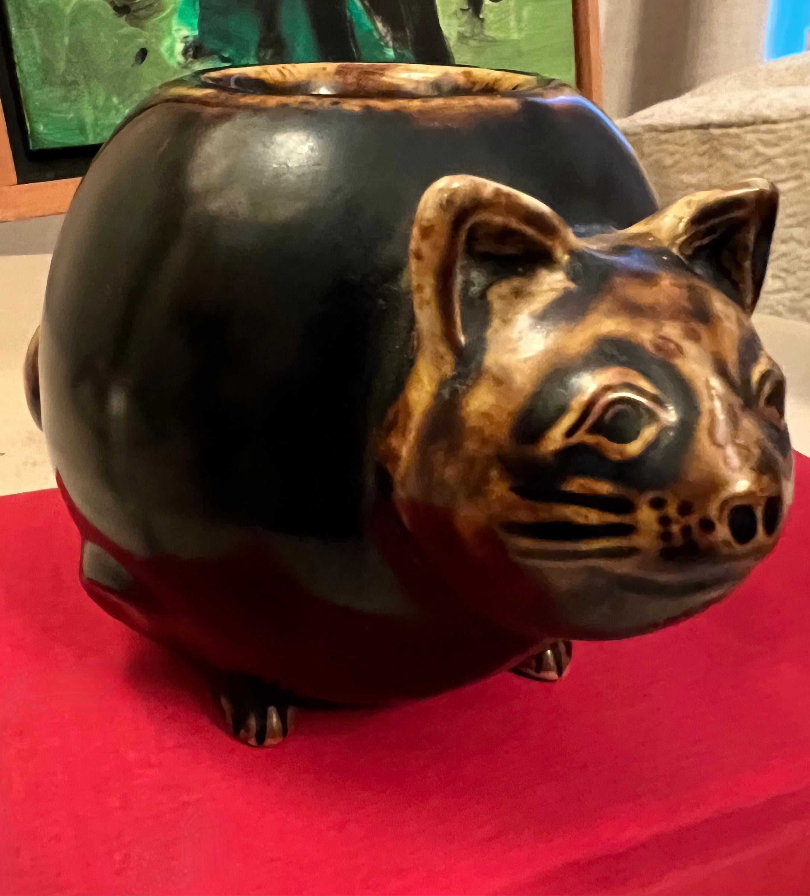 20th Century Folk Art Terracotta Cat Egg Cup or Votive For Sale