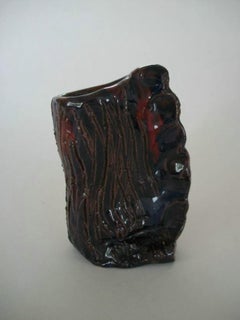 Folk Art Terracotta Pinch Pot Bud Vase - Signed - Canada - Late 20th Century