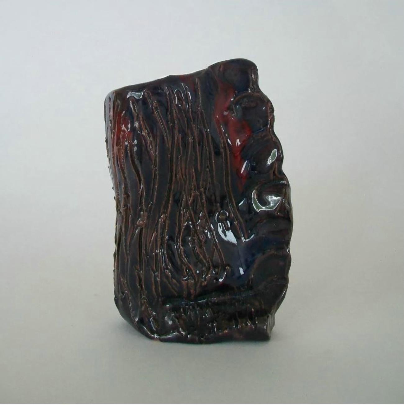 Canadian Folk Art Terracotta Pinch Pot Bud Vase - Signed - Canada - Late 20th Century For Sale