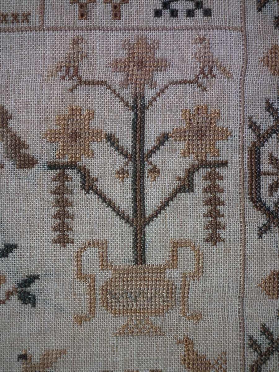Folk Art Textile Sampler, circa 1830, by Harriet Pellen 4
