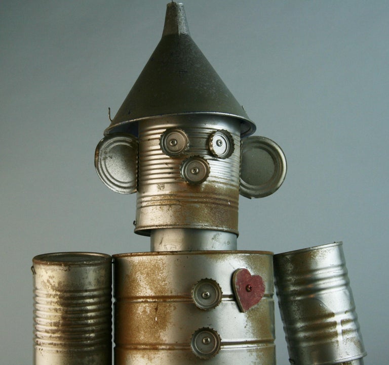 Hand-Crafted Folk Art Tin Man Hanging Sculpture/Wind Chime For Sale