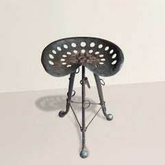 Folk Art Tractor Seat and Horse Hames Stool