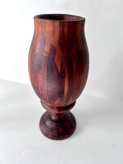 Folk Art Treenware Vase or Urn of Inlay Wood