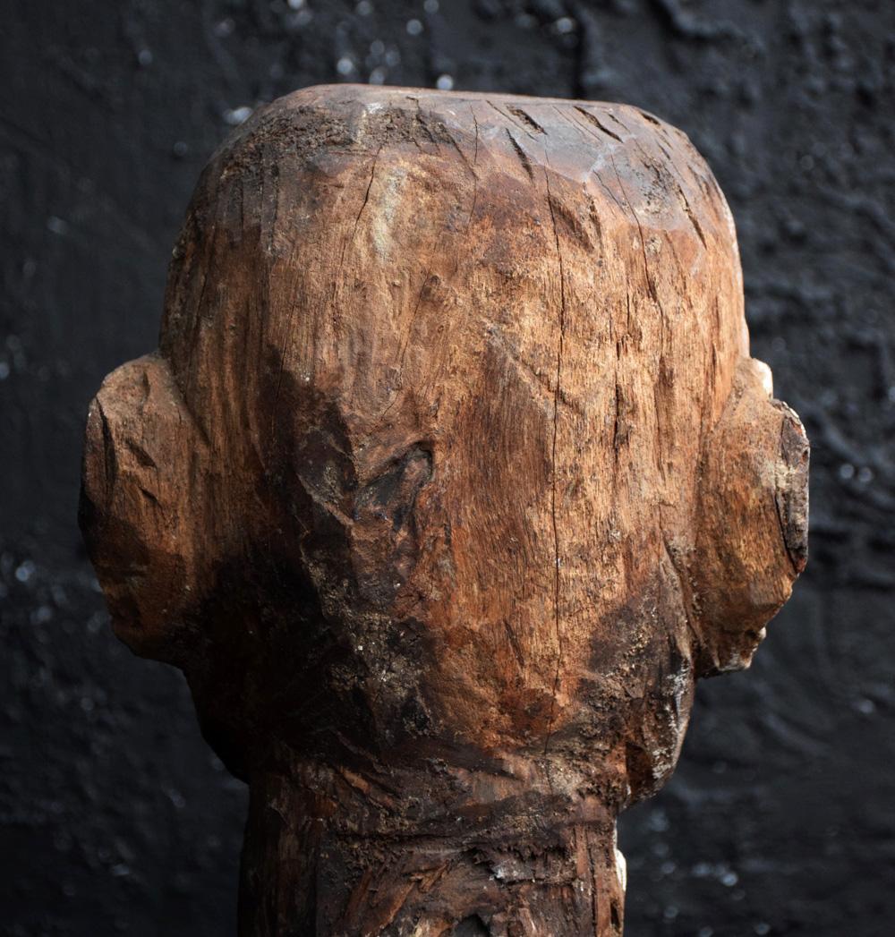 Hand-Carved Folk Art Tribal Wooden Head