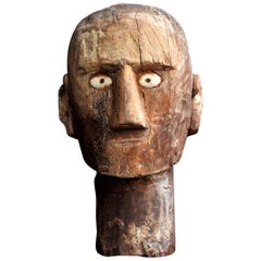 Folk Art Tribal Wooden Head