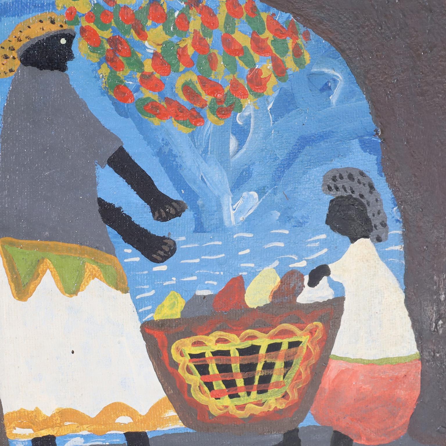 Folk Art Tropical Gemälde auf Leinwand (Farbe) im Angebot