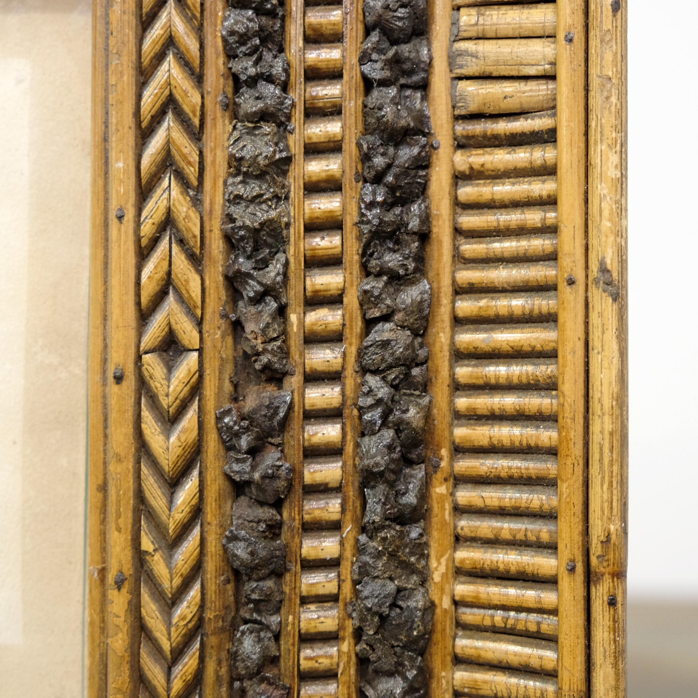 Folk Art Twig and Bark Applied Decorative Picture Frame, 19th Century In Distressed Condition In Totnes, GB