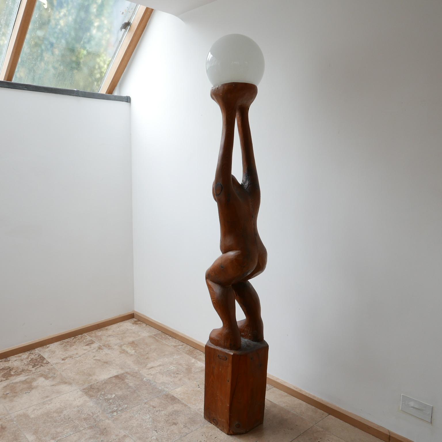 British Folk Art Unique Midcentury Floor Lamp