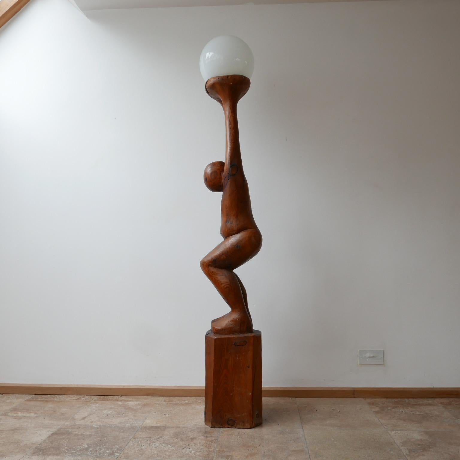 Wood Folk Art Unique Midcentury Floor Lamp