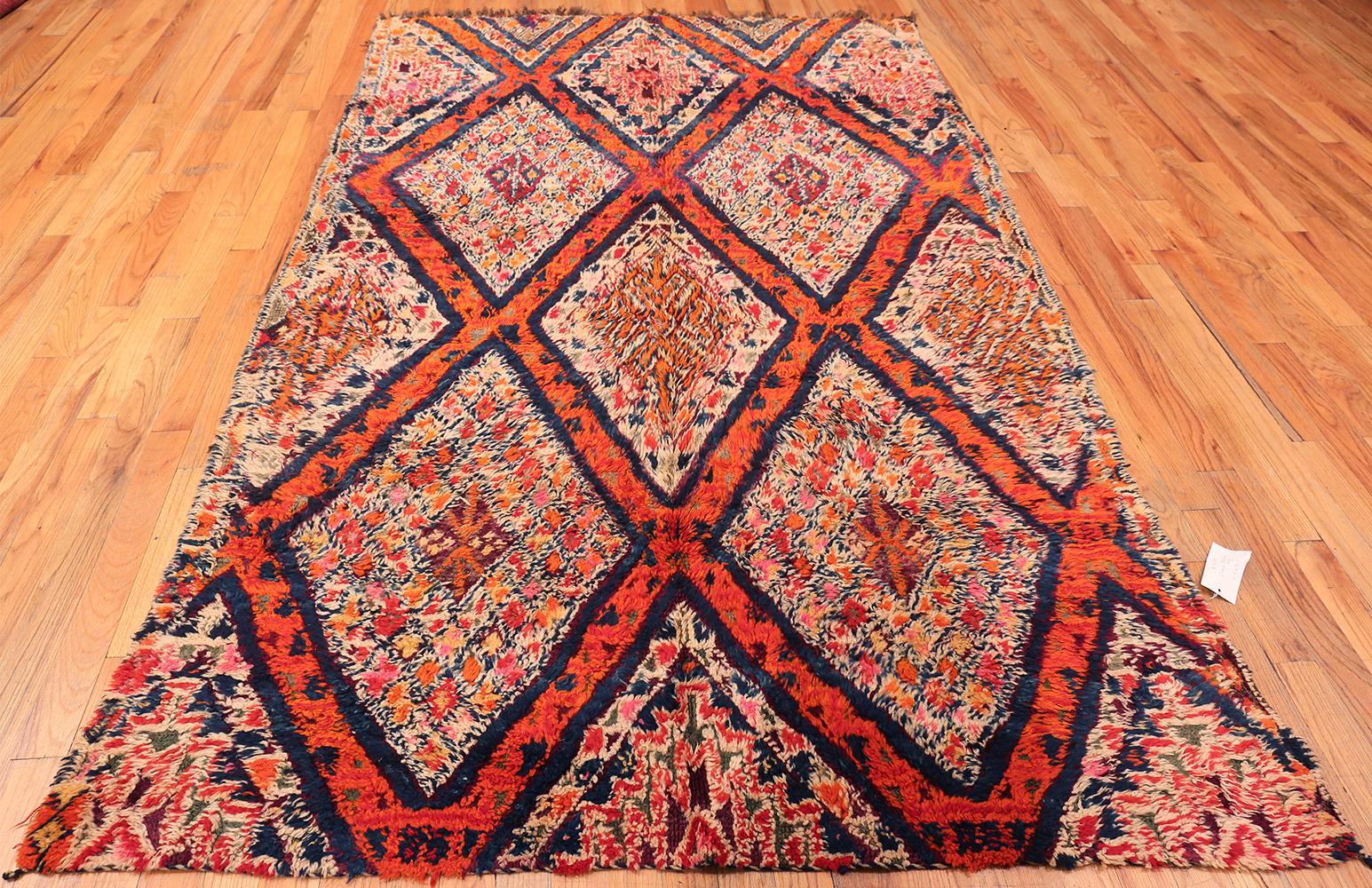 Folk Art Vintage Geometric Moroccan Rug. Size: 6 ft. 4 in x 9 ft. 9 in 3