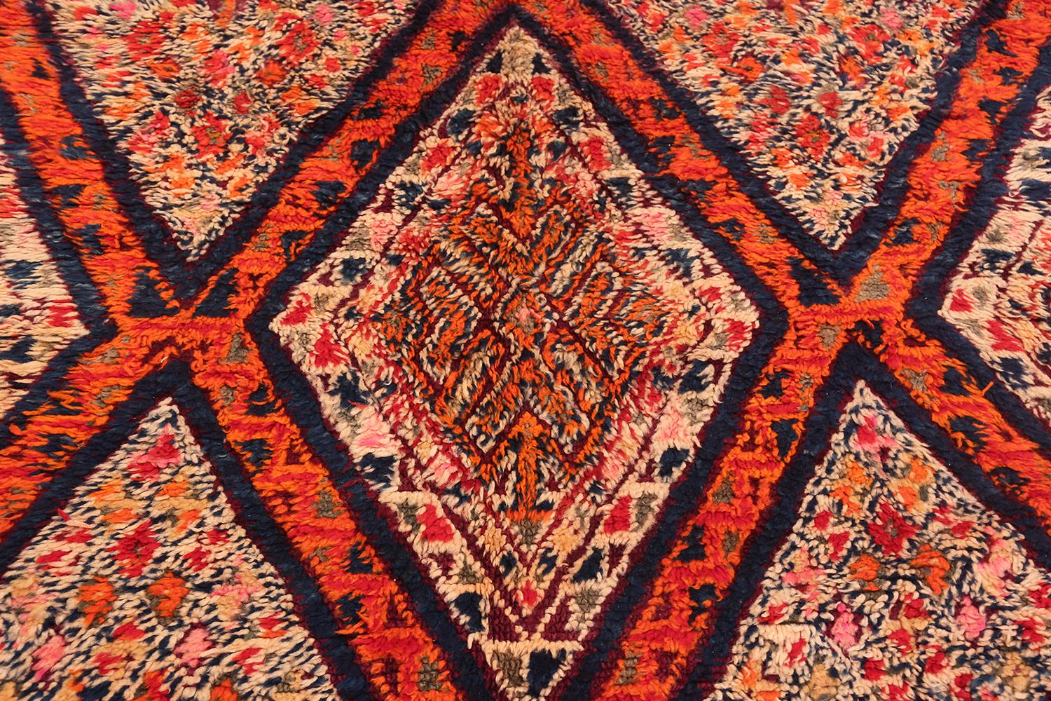 20th Century Folk Art Vintage Geometric Moroccan Rug. Size: 6 ft. 4 in x 9 ft. 9 in