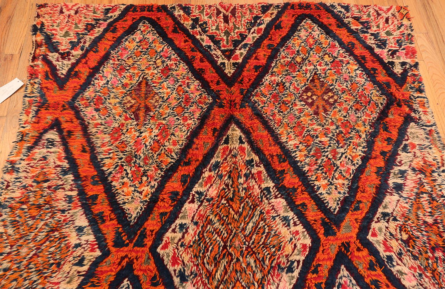Folk Art Vintage Geometric Moroccan Rug. Size: 6 ft. 4 in x 9 ft. 9 in 1