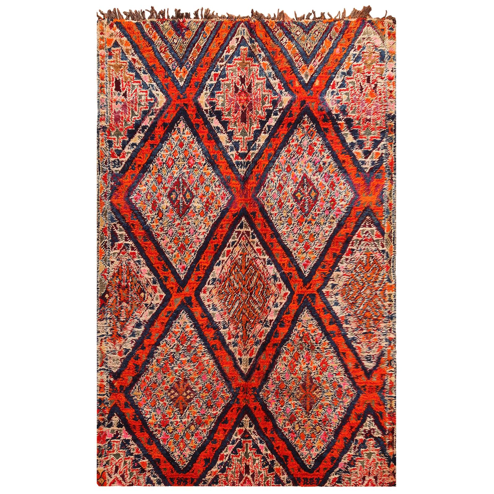Folk Art Vintage Geometric Moroccan Rug. Size: 6 ft. 4 in x 9 ft. 9 in