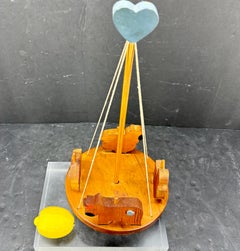 Folk Art Vintage Wood Farm Animals Spintop Mobile