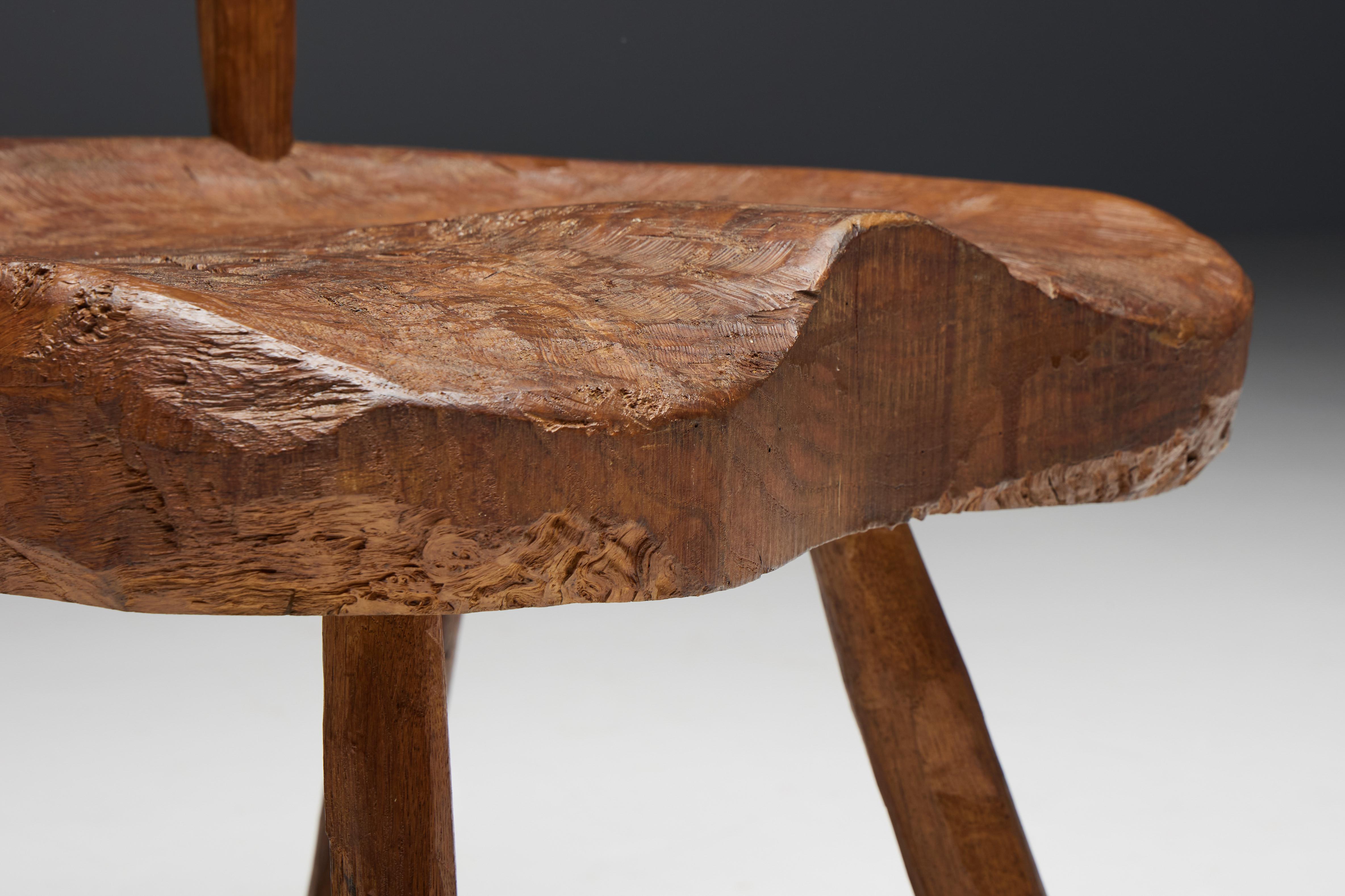 French Folk Art Wabi Sabi Chair, France, 19th Century For Sale