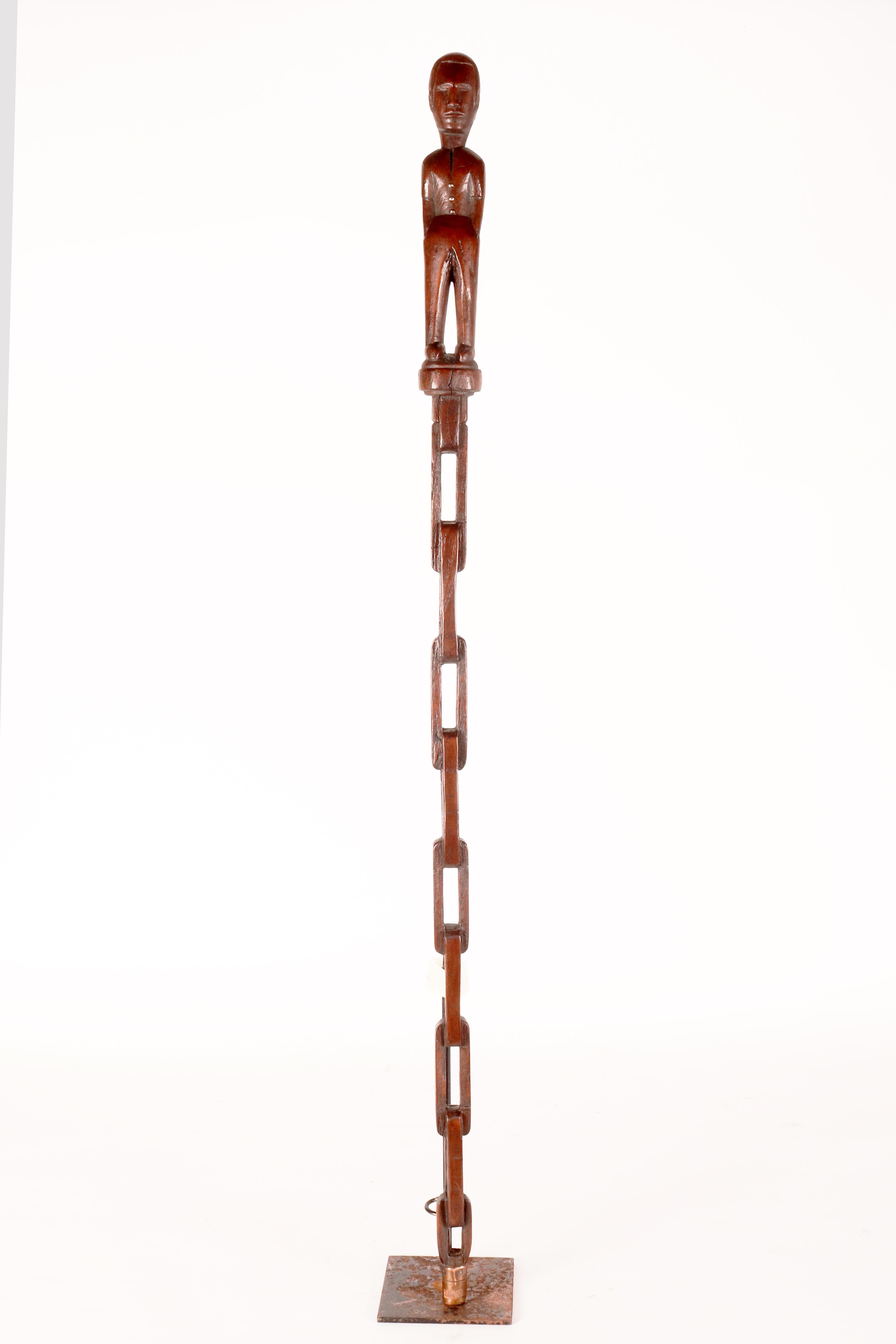 Canne d'art populaire représentant un homme sur un manche en forme de chaîne, États-Unis, années 1880. en vente 13