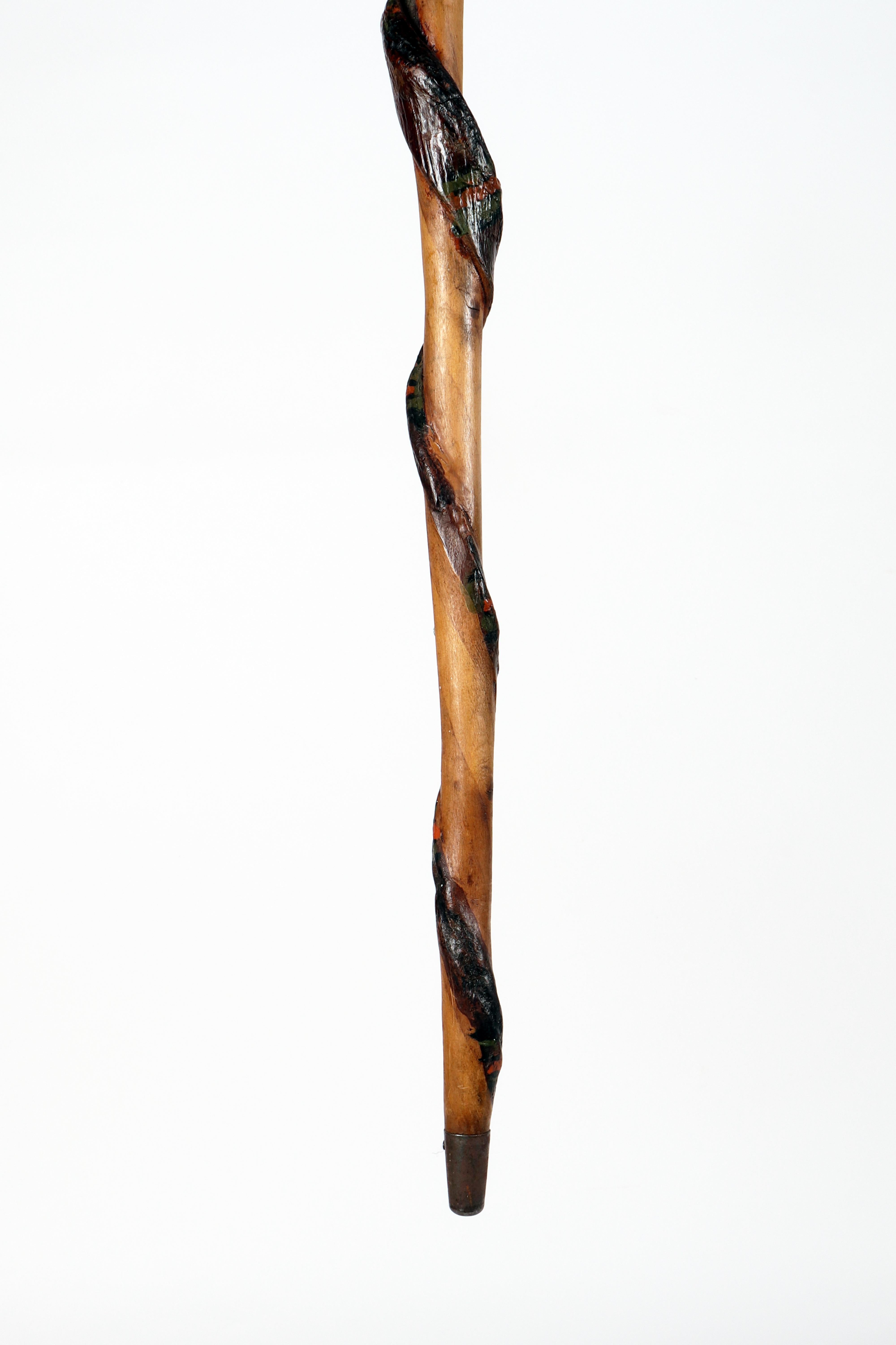 Folk art walking stick depicting a snake, USA 1800. For Sale 4
