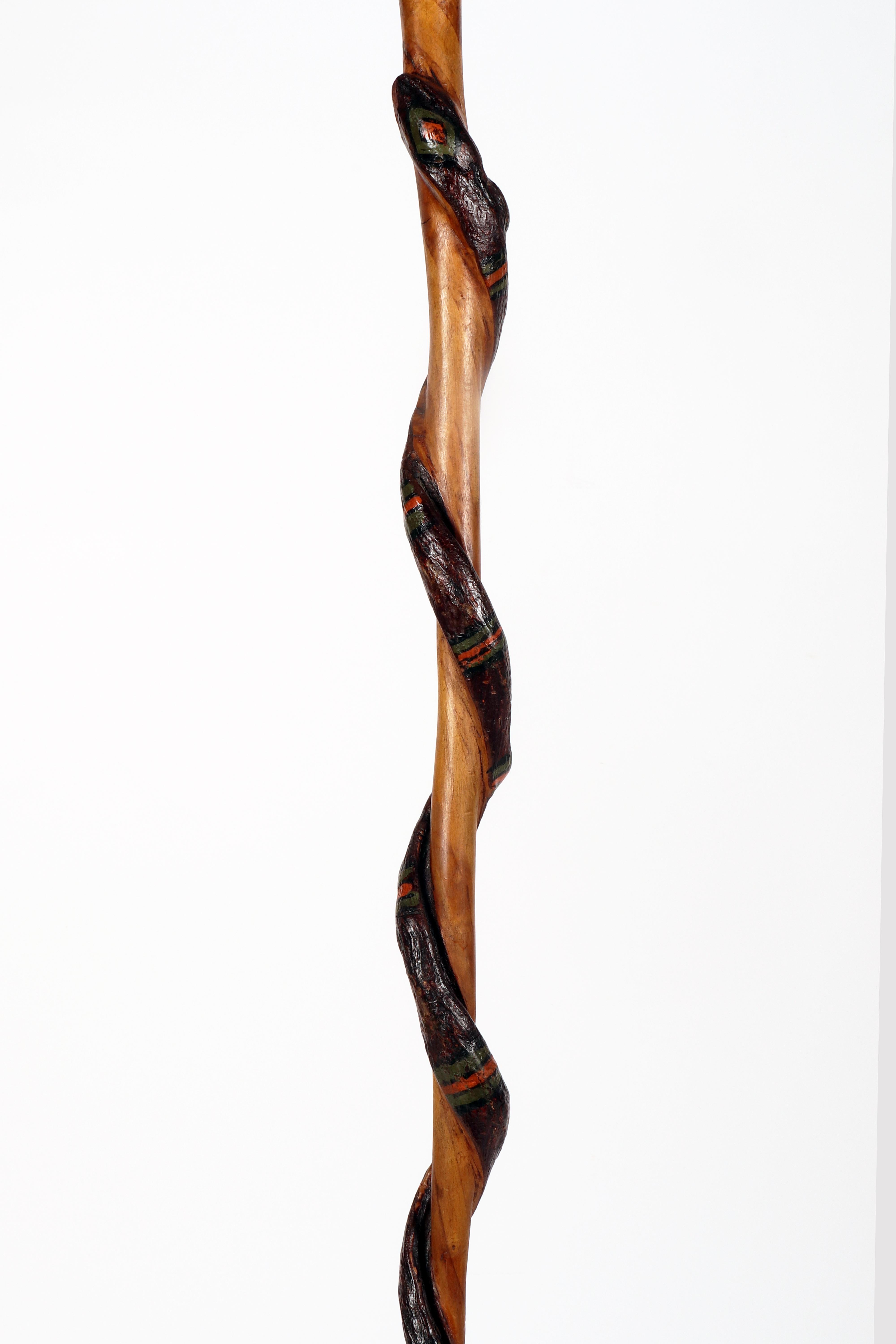 Folk art walking stick depicting a snake, USA 1800. For Sale 1