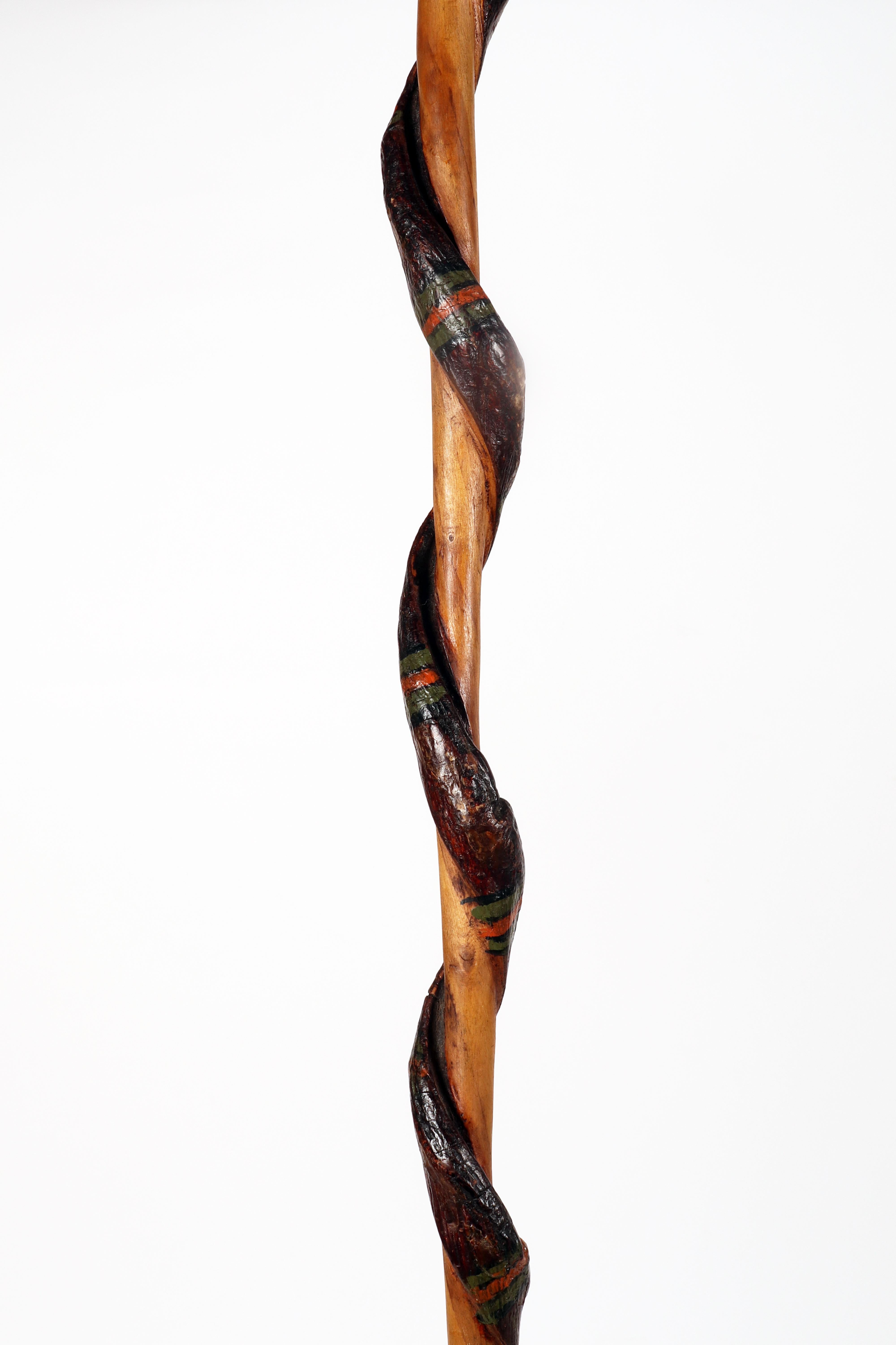 Folk art walking stick depicting a snake, USA 1800. For Sale 2