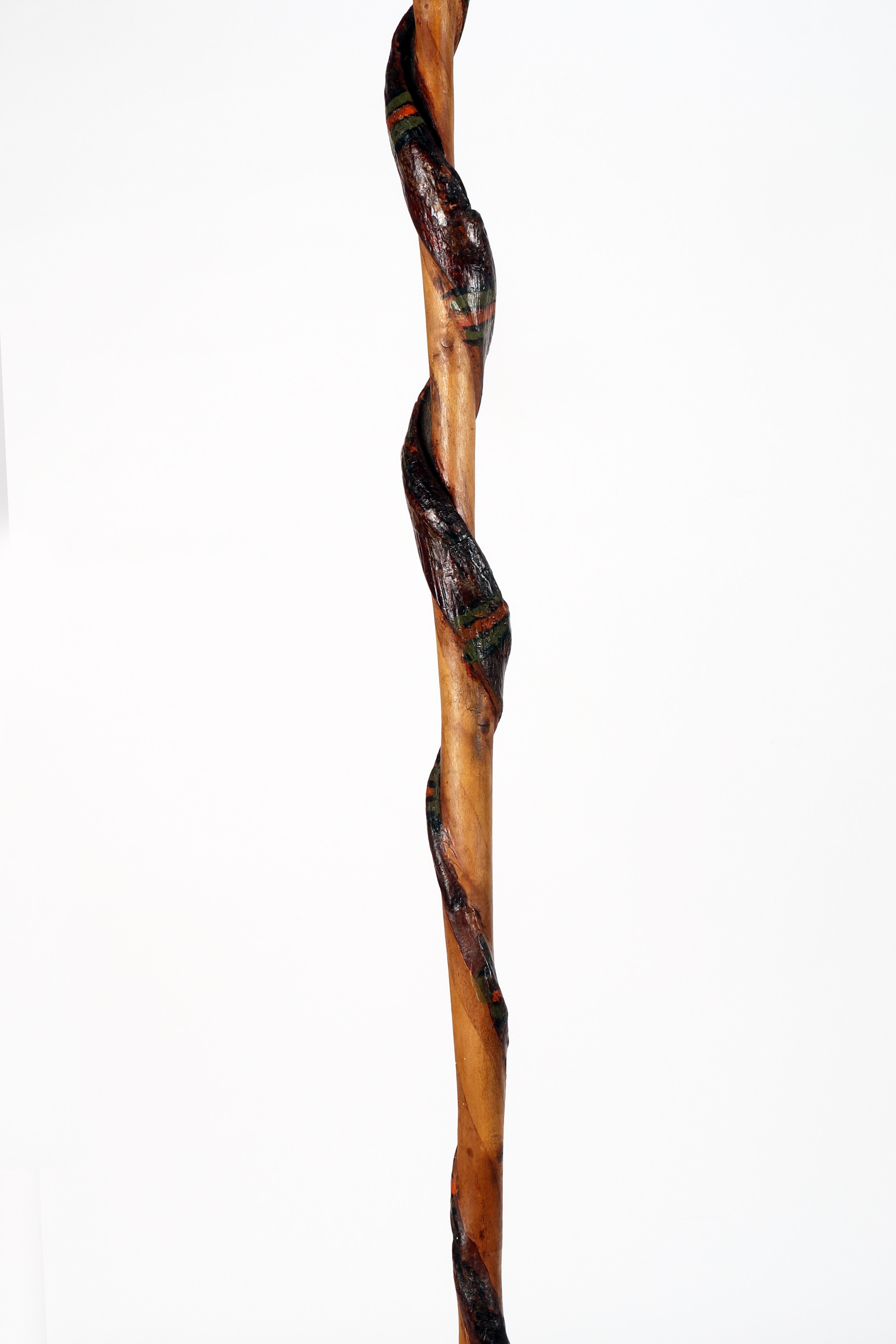 Folk art walking stick depicting a snake, USA 1800. For Sale 3