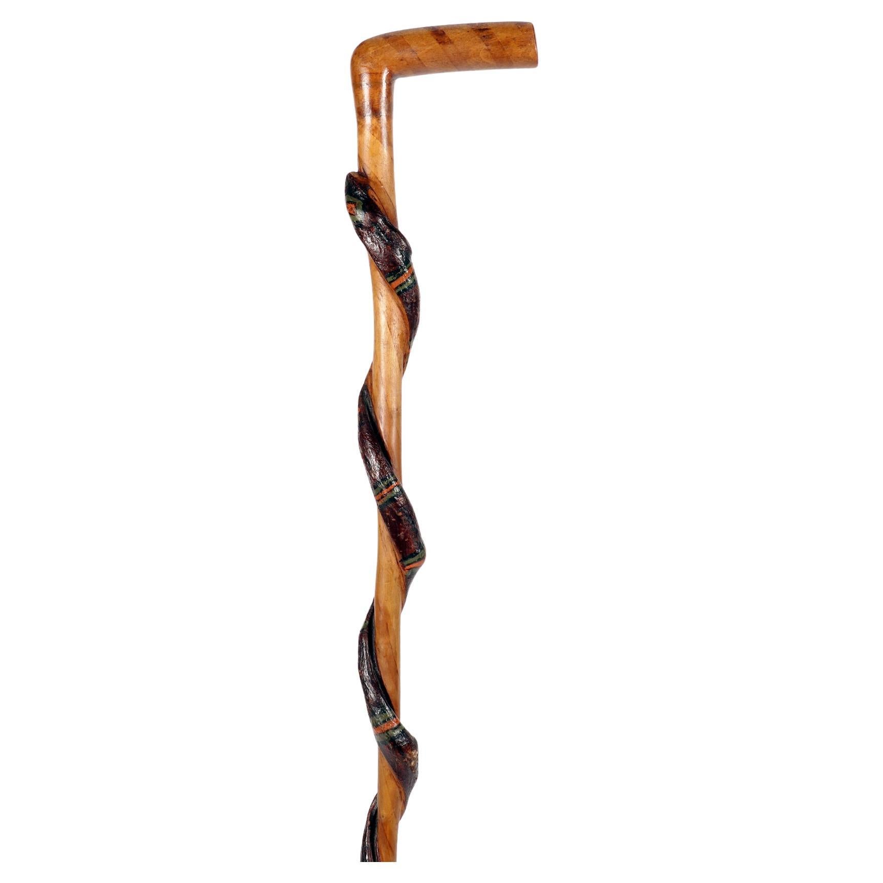 Folk art walking stick depicting a snake, USA 1800. For Sale