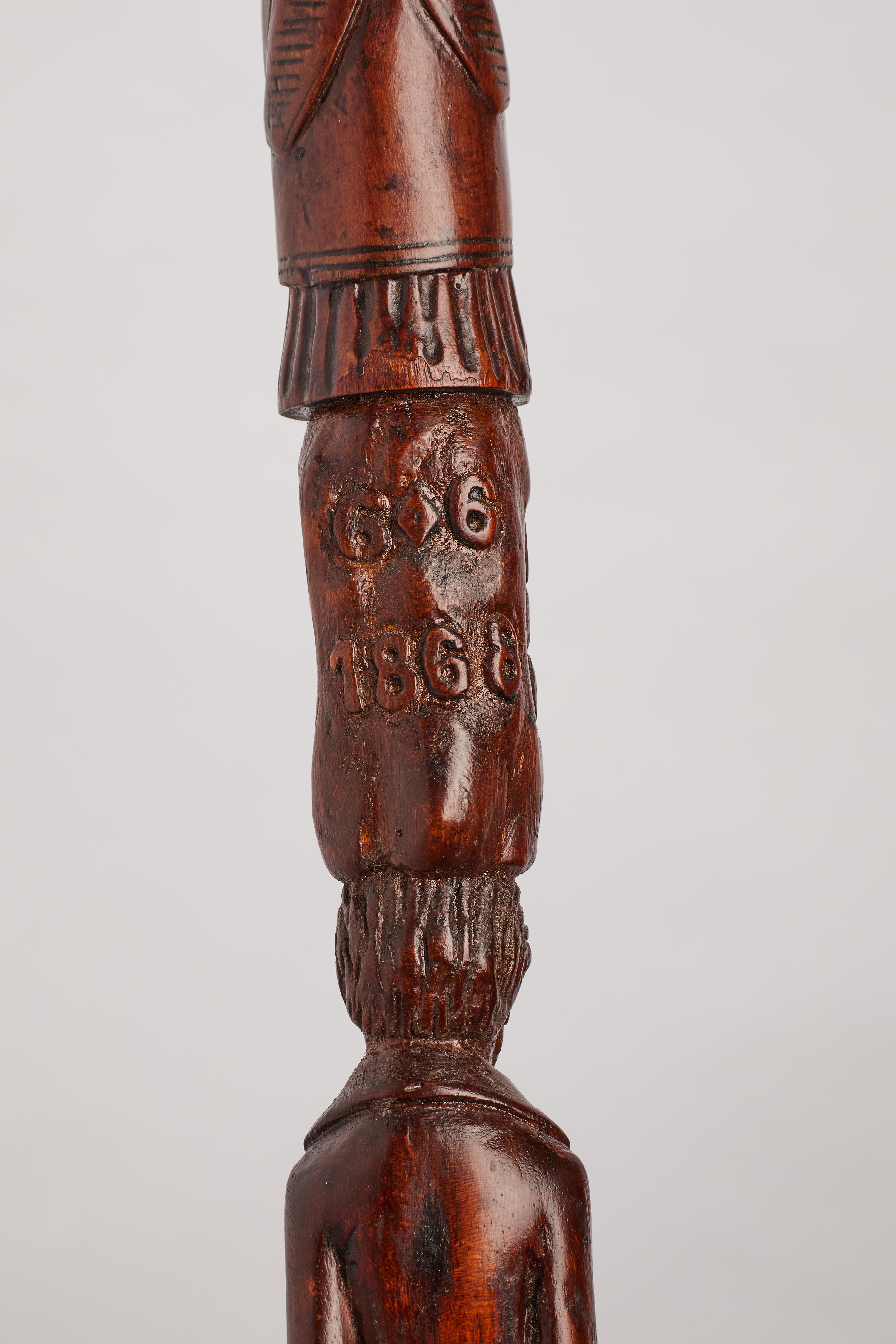 Folk Art Walking Stick, England, 1868 5