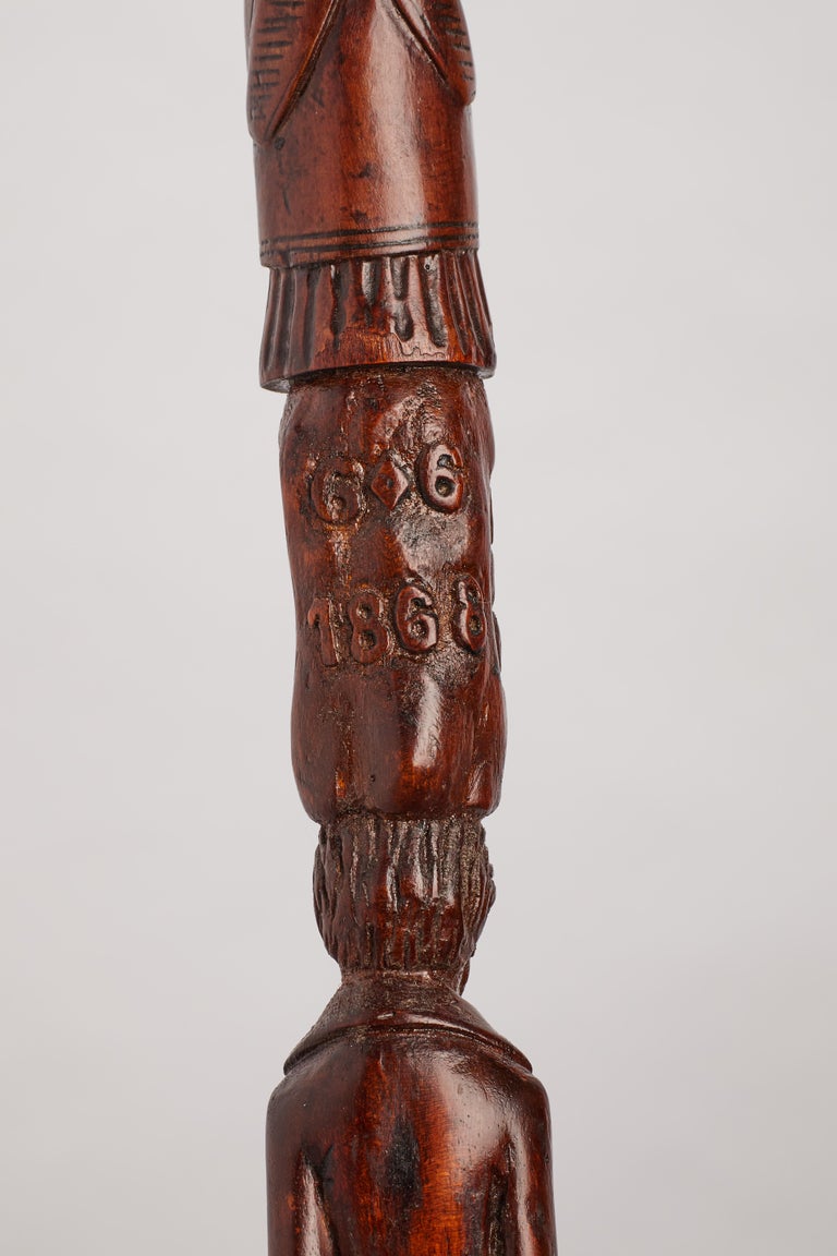 Folk Art Walking Stick, England, 1868 at 1stDibs