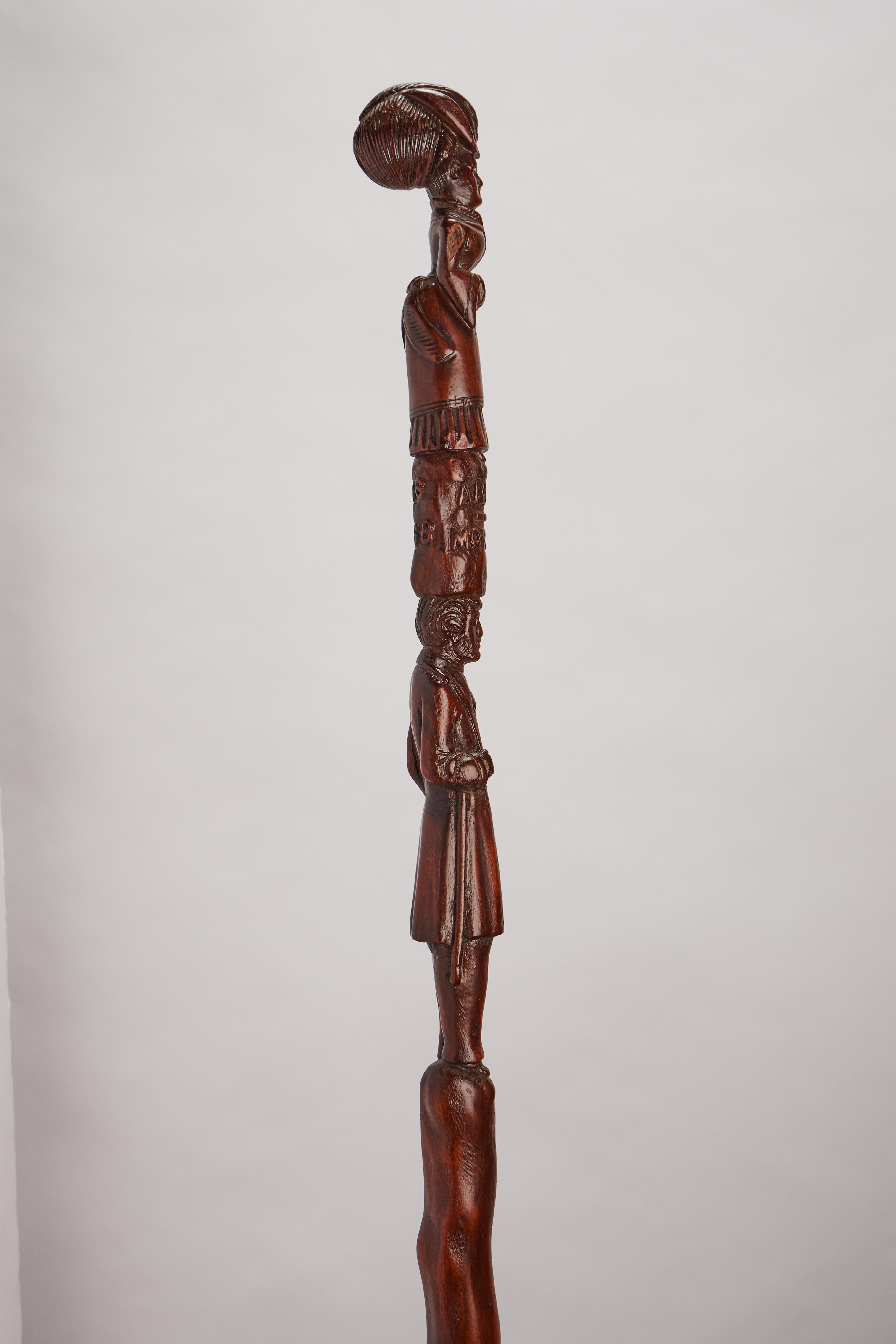 British Folk Art Walking Stick, England, 1868