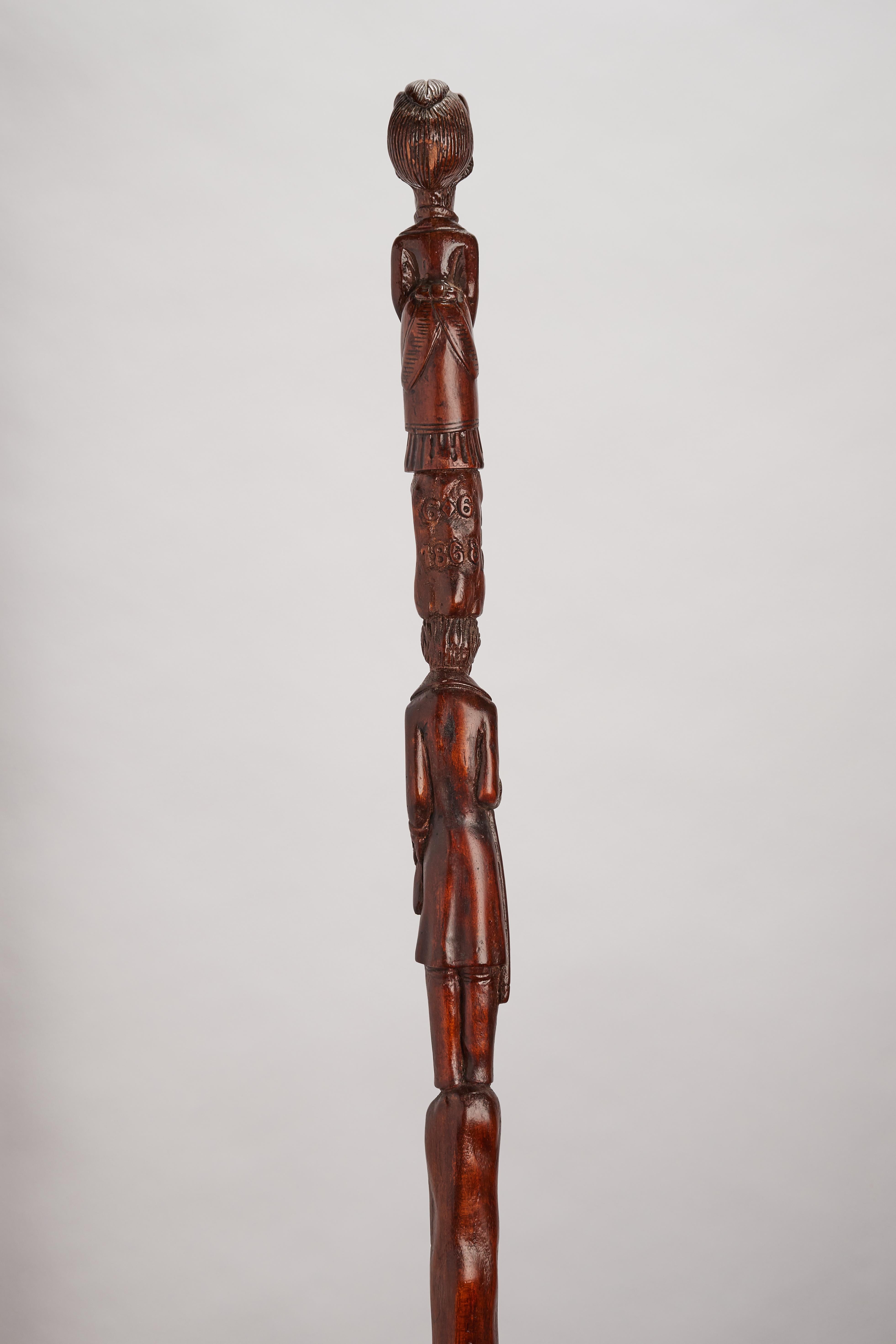 Folk Art Walking Stick, England, 1868 In Good Condition In Milan, IT