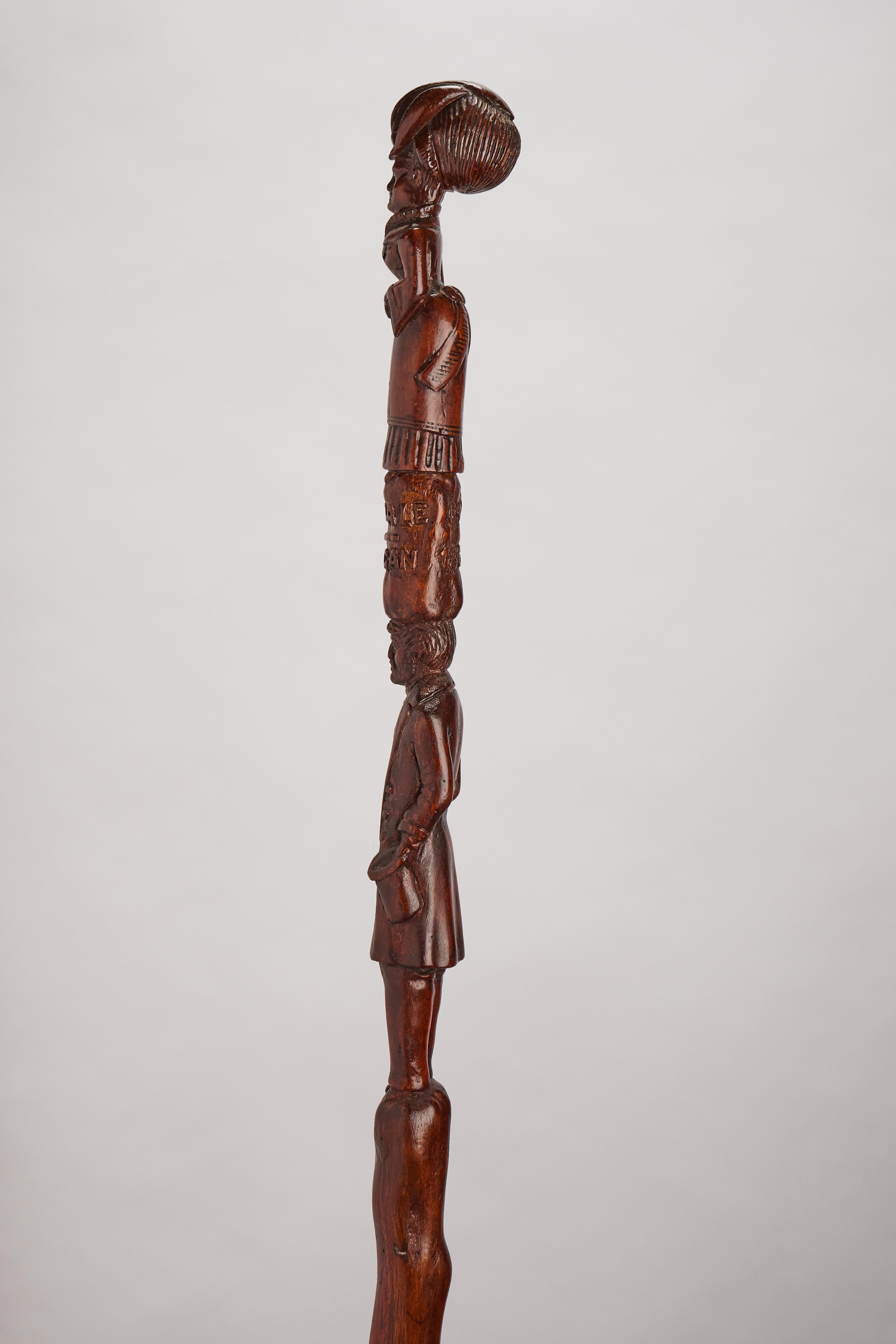 Mid-19th Century Folk Art Walking Stick, England, 1868