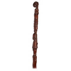 Folk Art Walking Stick, England, 1868