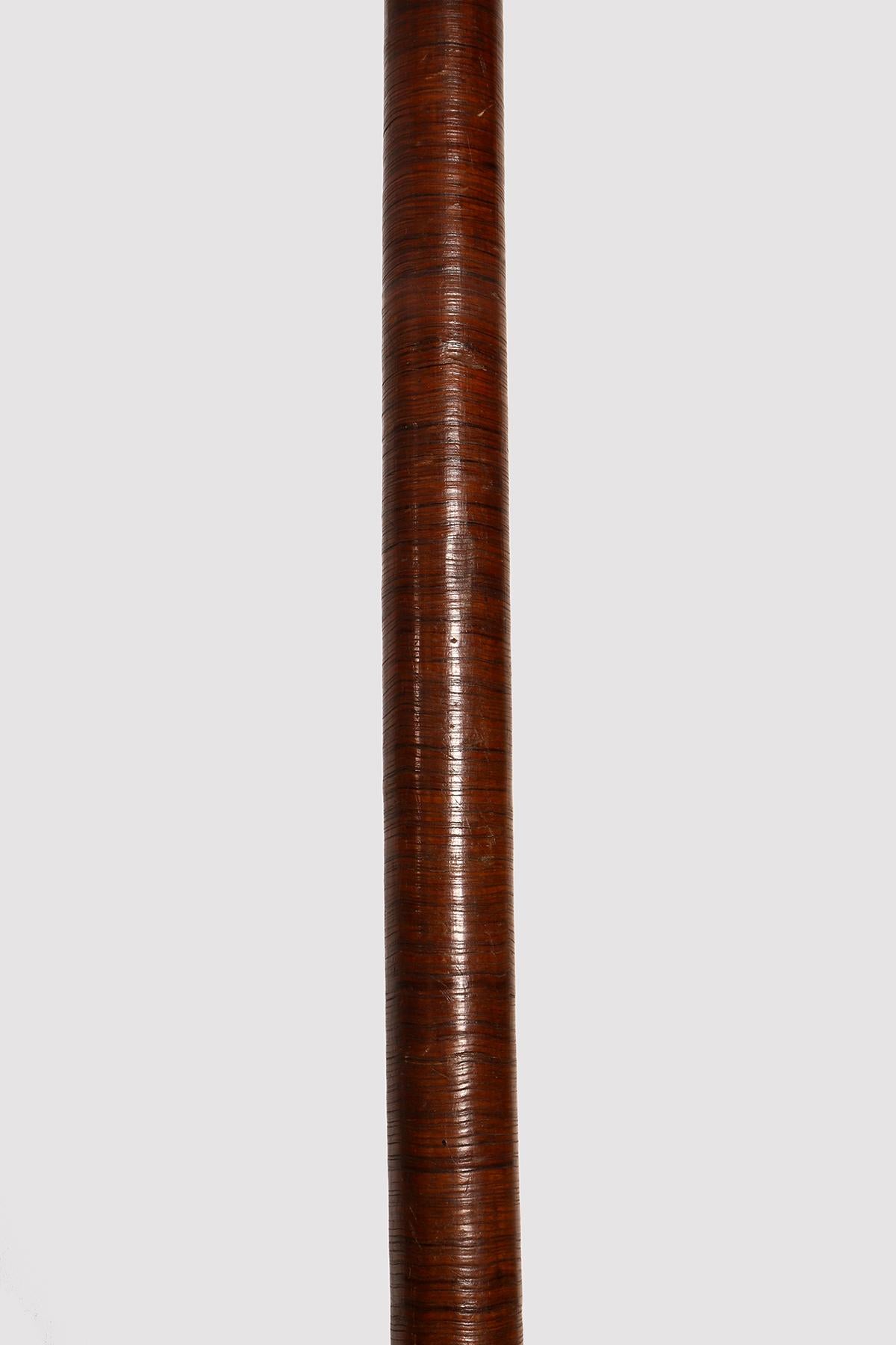 Folk art  walking stick, leather discs and black horne, England 1860.  For Sale 1