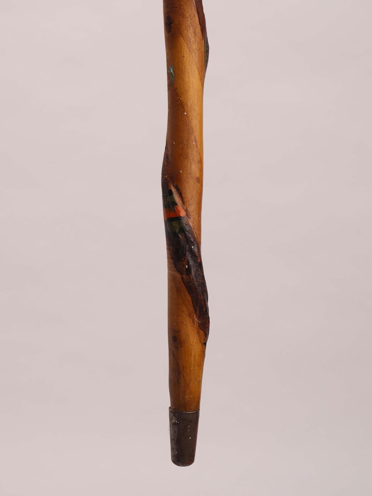 19th Century Folk Art Walking Stick, USA 1880 For Sale