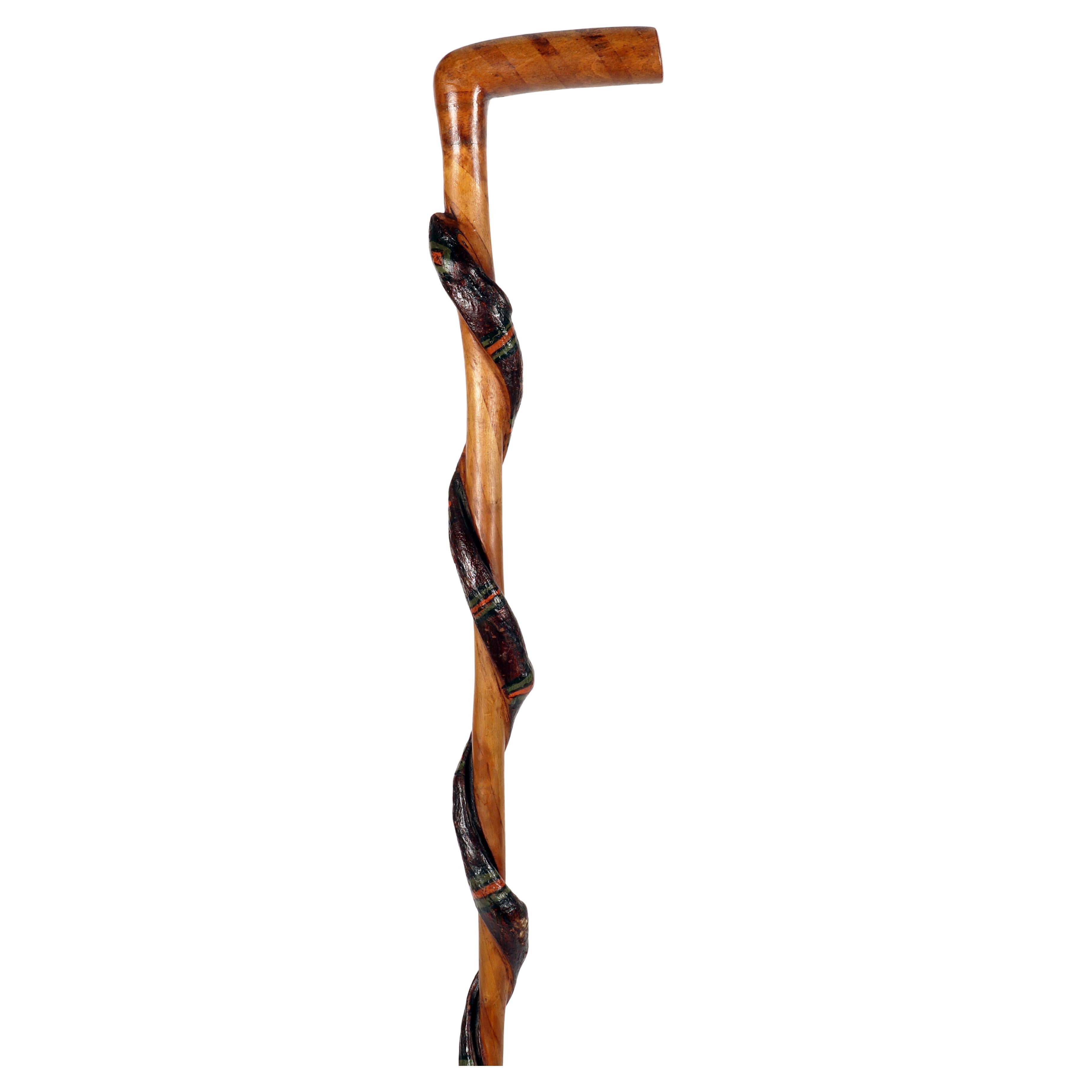 Volkskunst walking stick mit der Darstellung einer Schlange, USA 1800.
