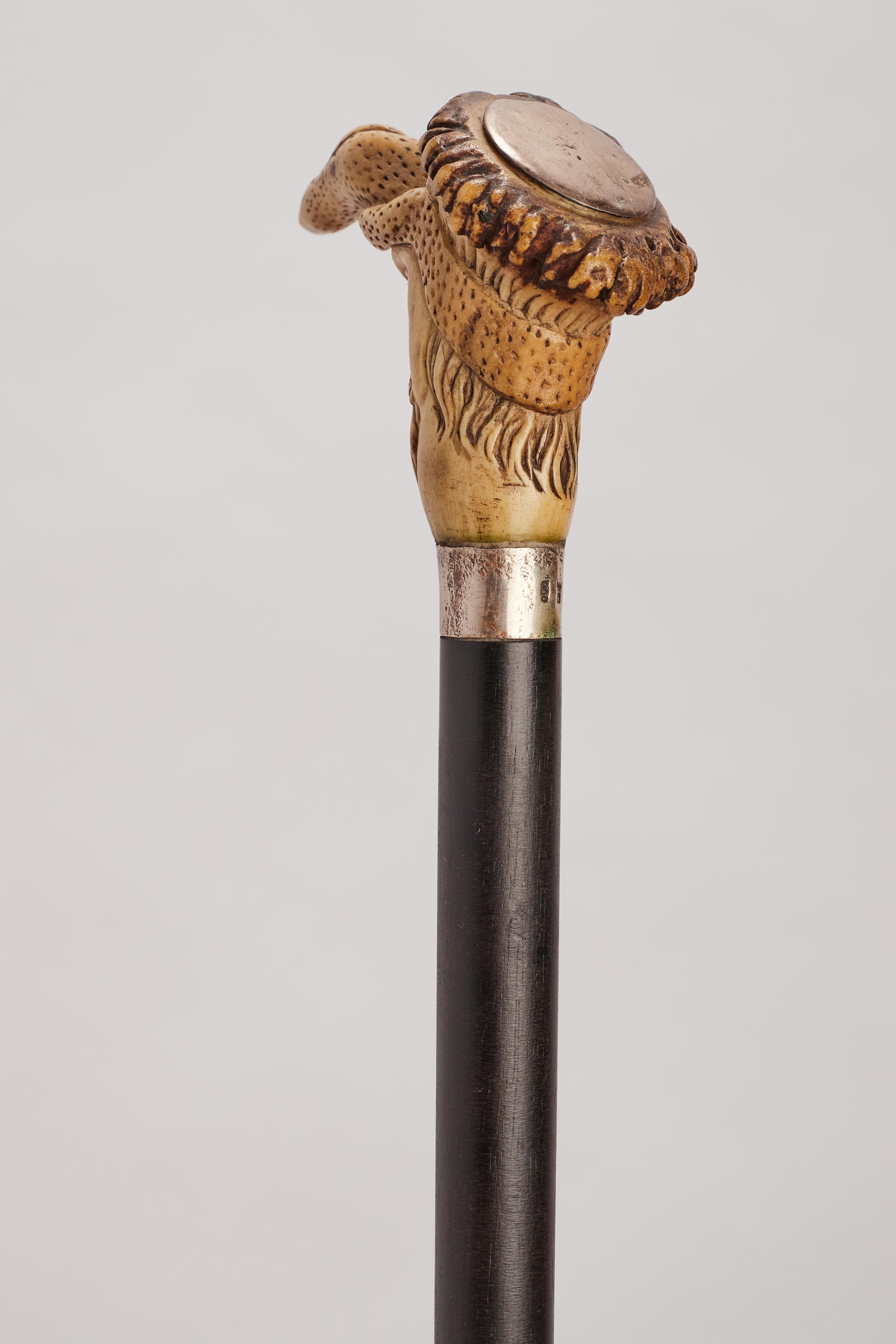 Bastone da passeggio folkloristico con pomello in corno di cervo. Austria 1880. in vendita 1