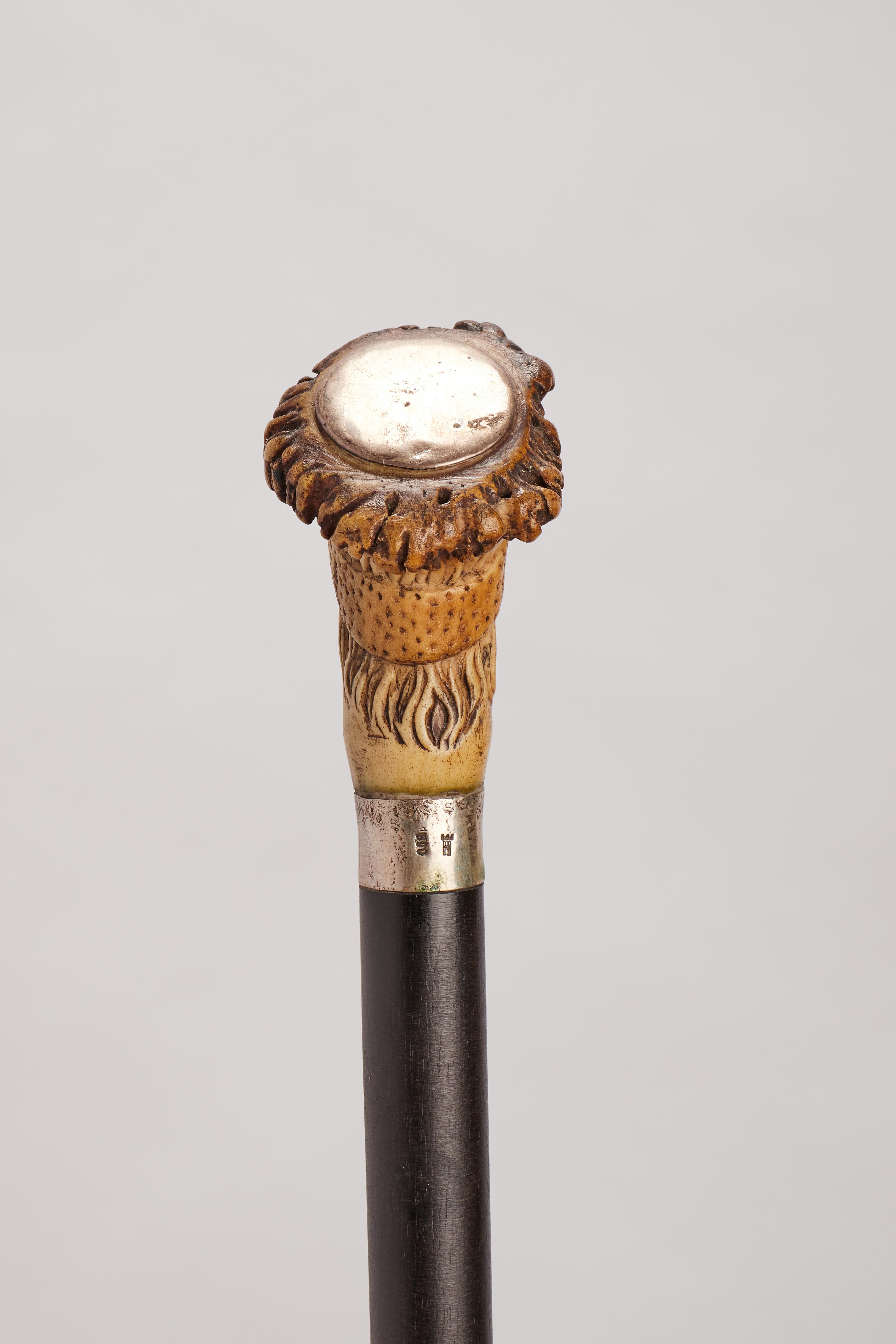 Bastone da passeggio folkloristico con pomello in corno di cervo. Austria 1880. in vendita 2