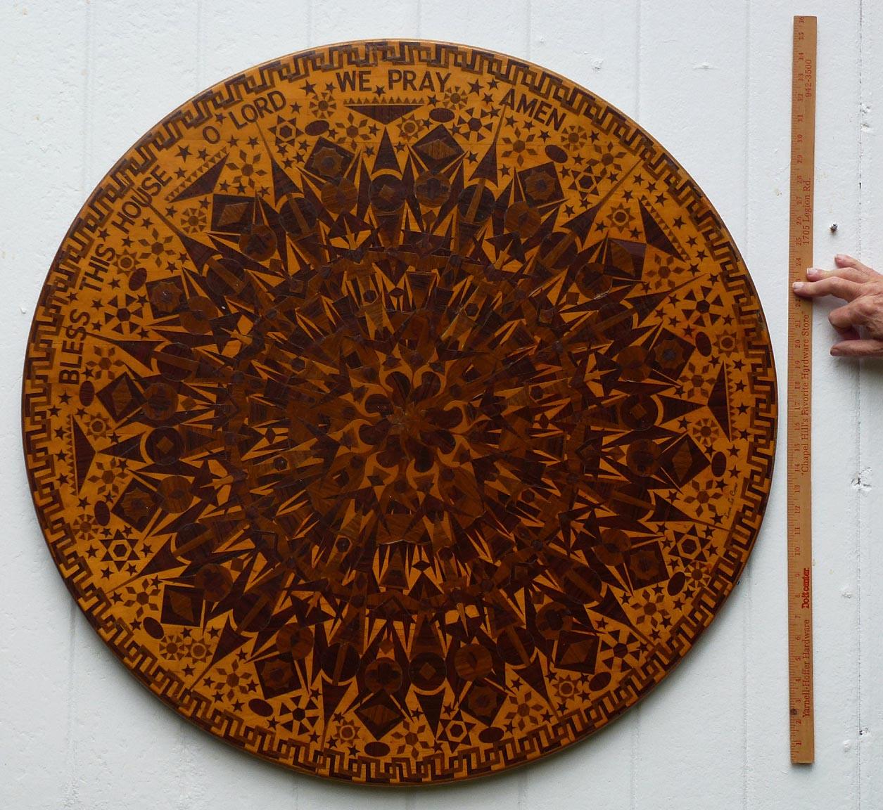 Folk Art Wall Hanging Decorated with Layers of Finely Cut Appliqued Veneer Wood For Sale 2